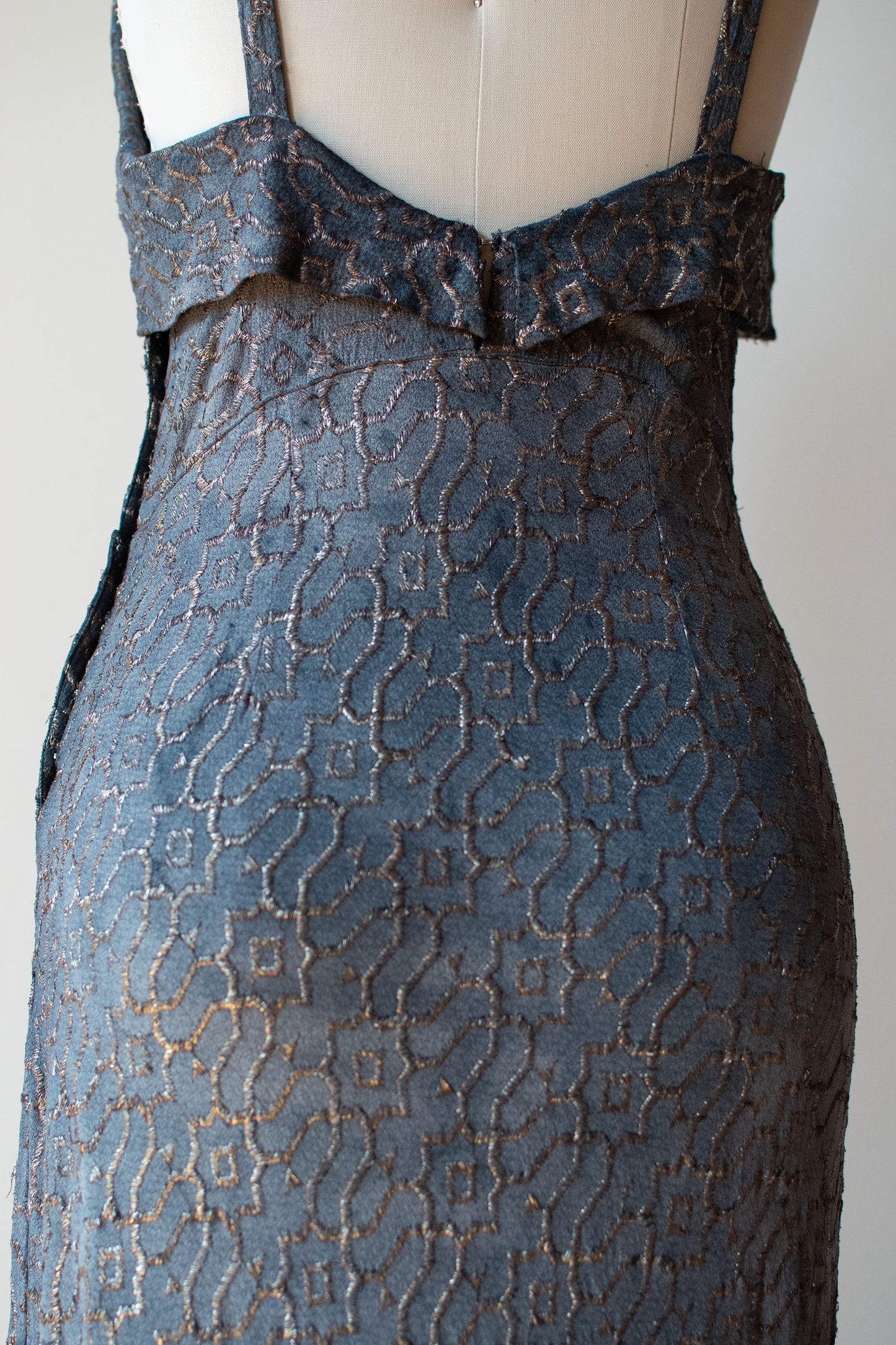 1930s Blue Lamé Gown