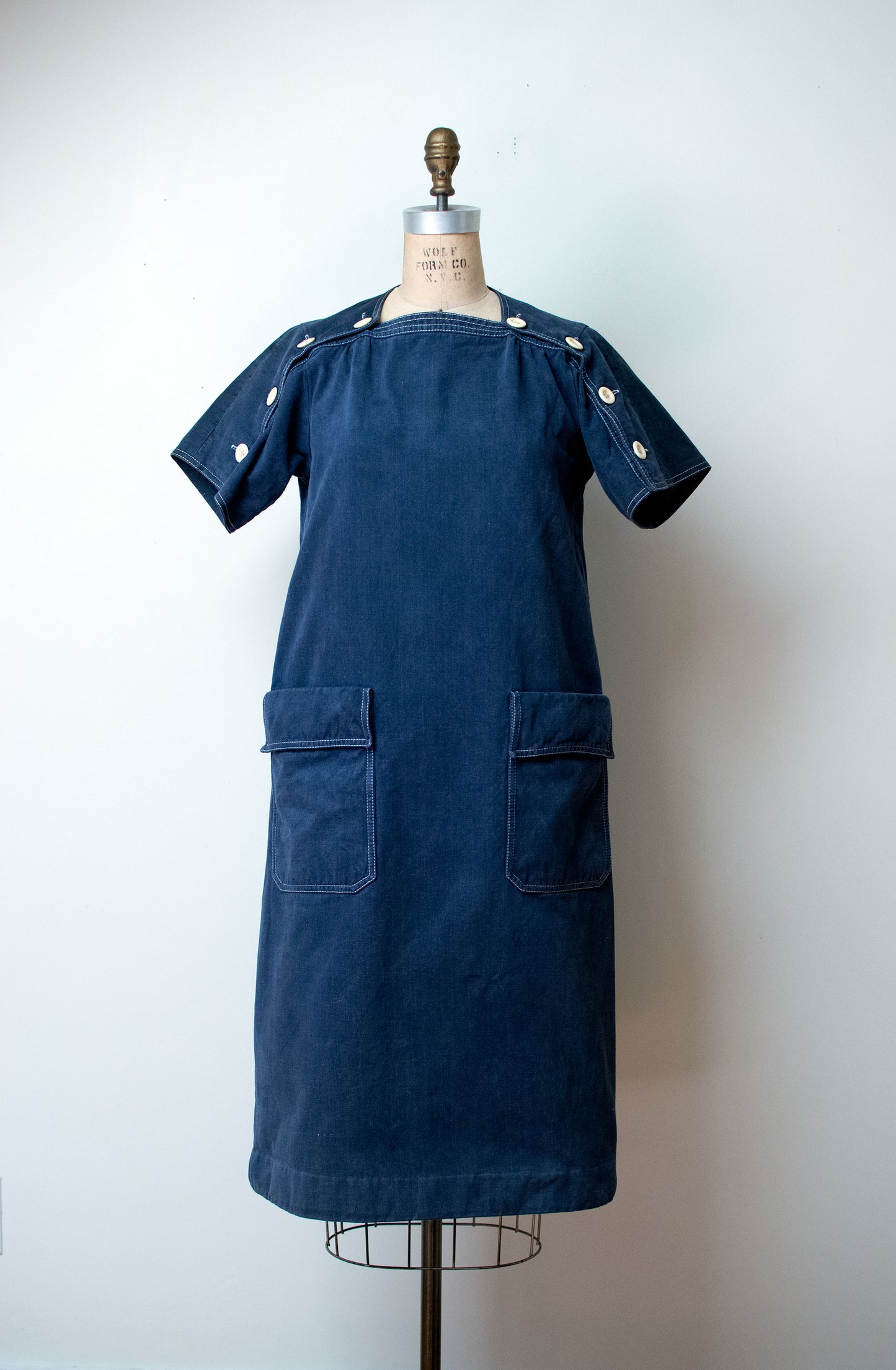 1970s Brushed Denim Dress