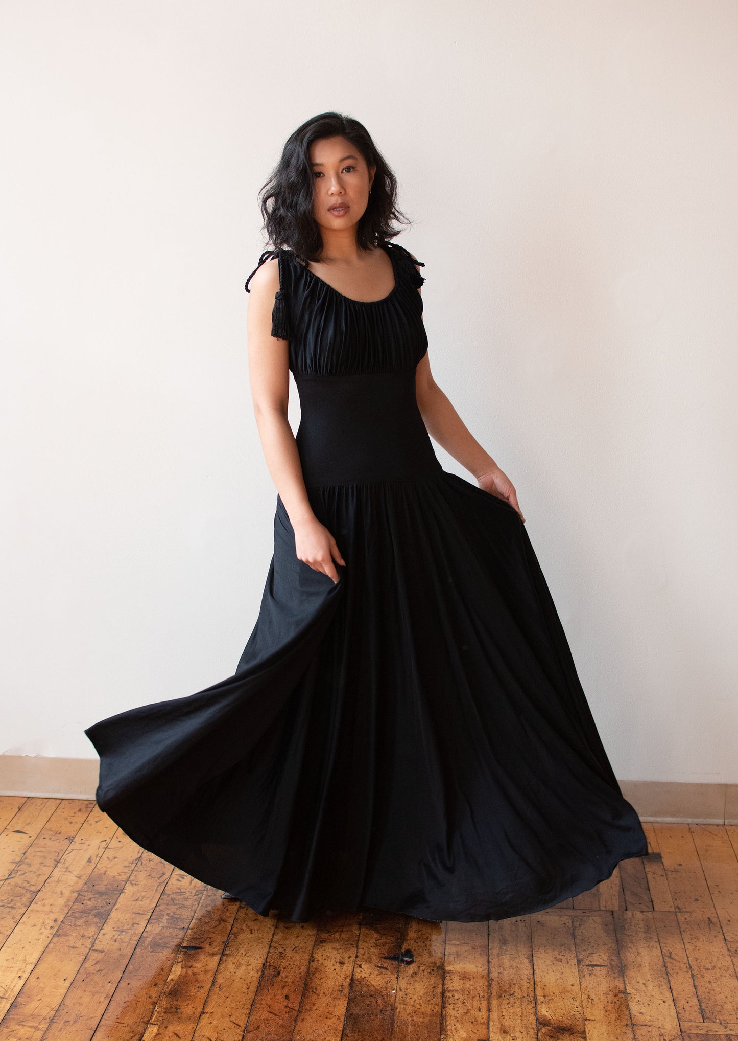1940s Black Jersey Dress