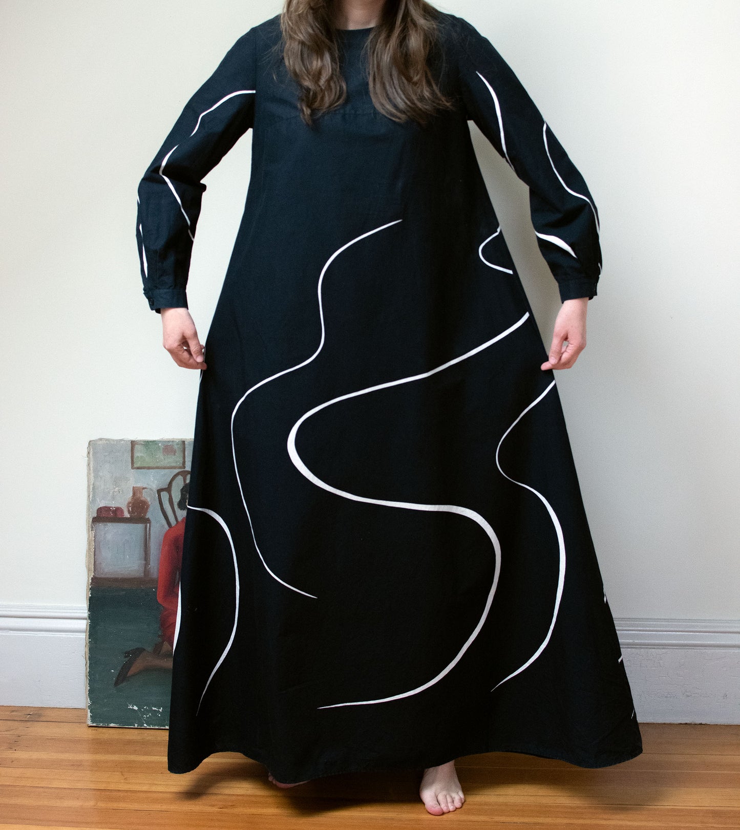 1970s Black and White Swirl Dress | Marimekko