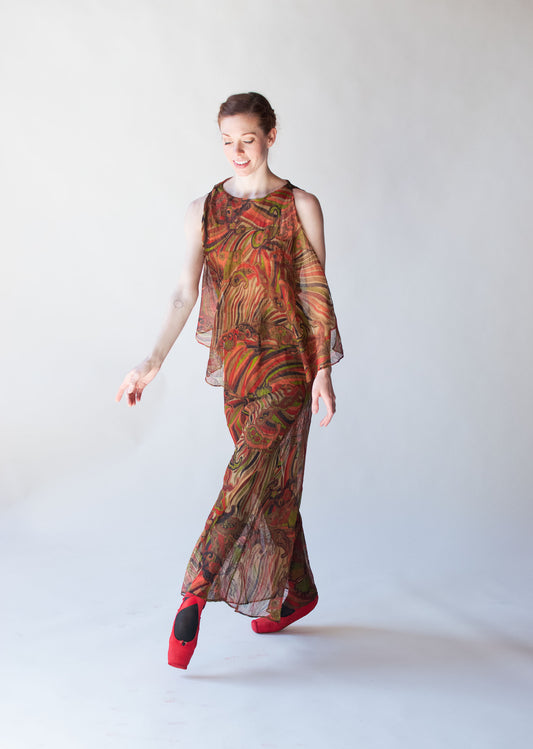 1920s Psychedelic Chiffon Dress