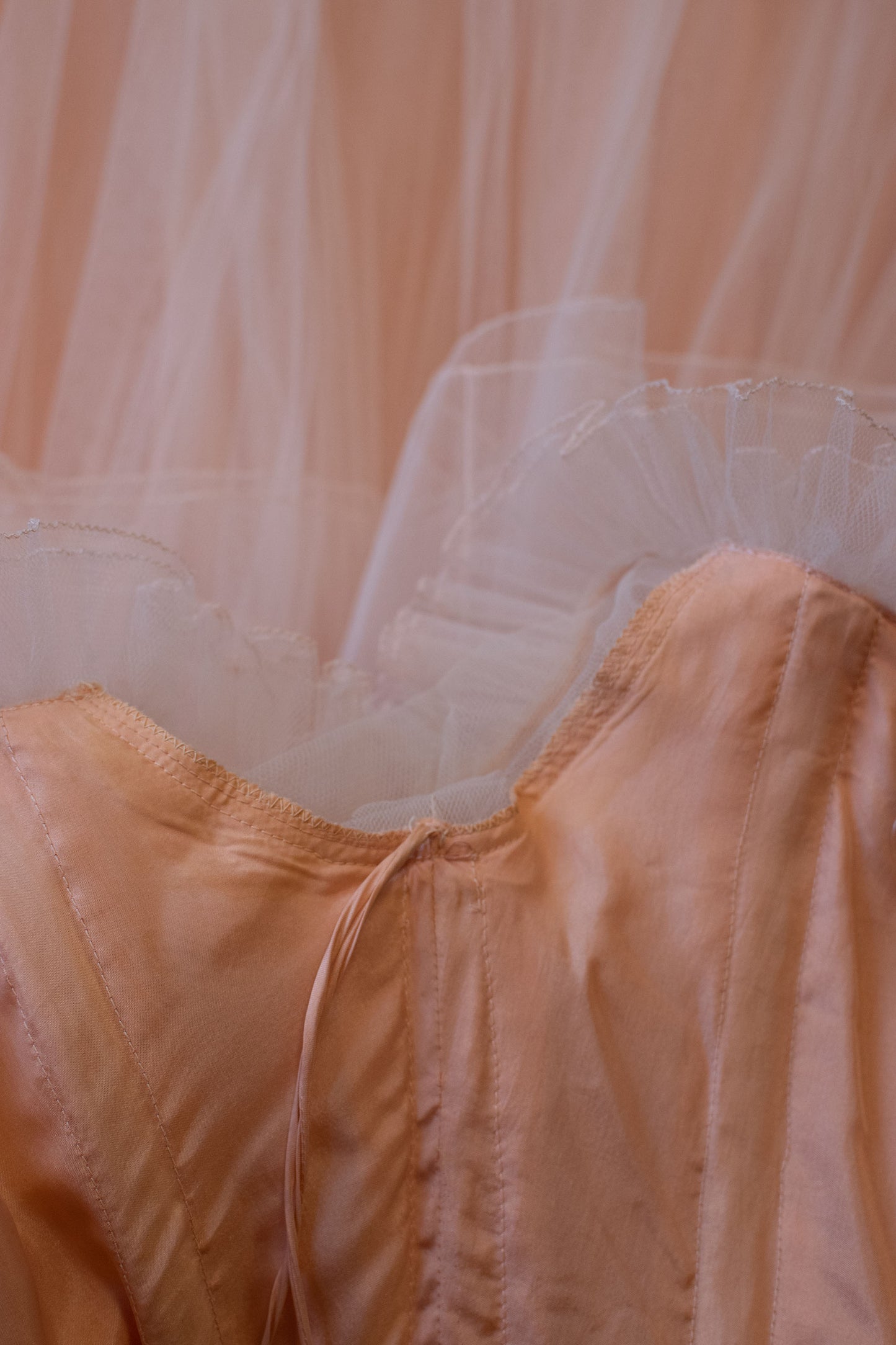 Murray Arbeid Peach Tulle Gown  | A Virtual Affair