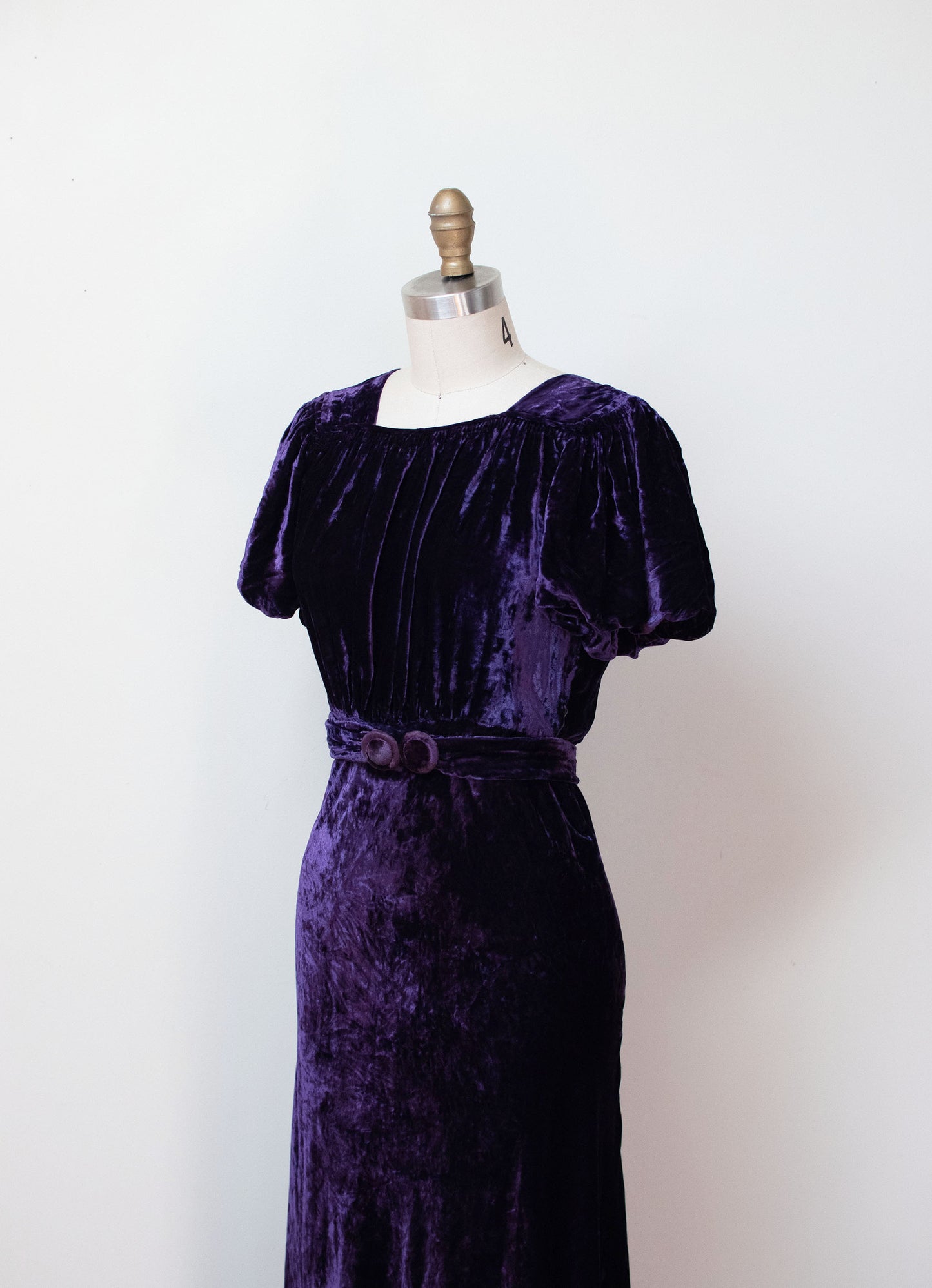 1930s Purple Velvet Dress