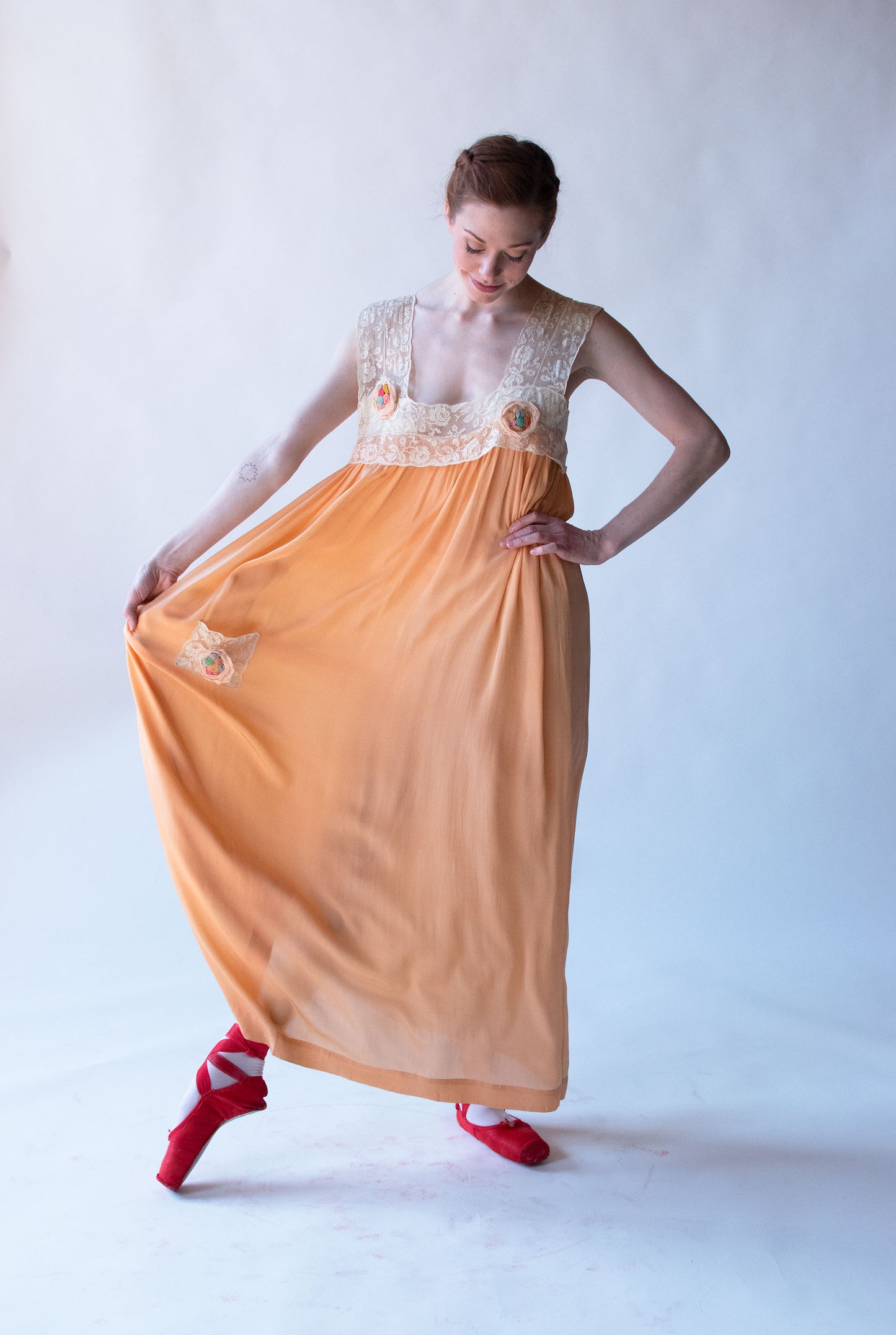 1920s Peach Silk Nightgown