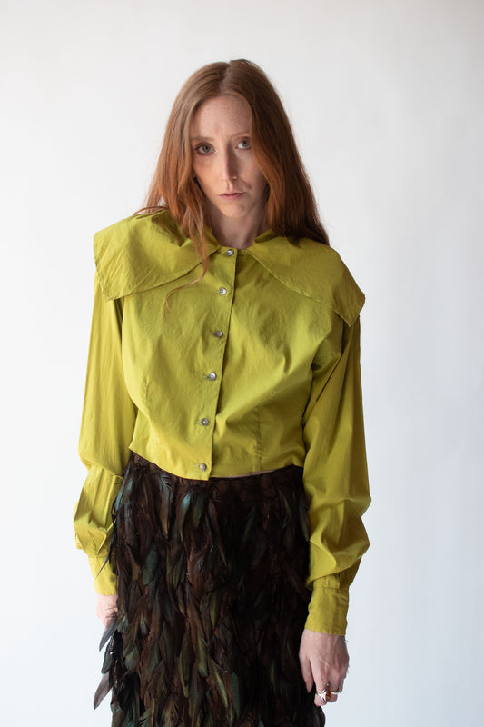 Chartreuse Shawl Collar Blouse | Romeo Gigli 1988