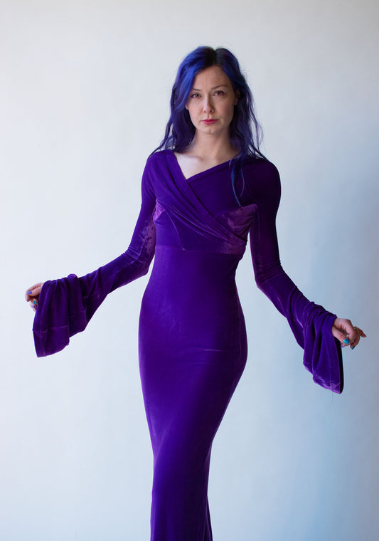 1990s Purple Velvet Dress