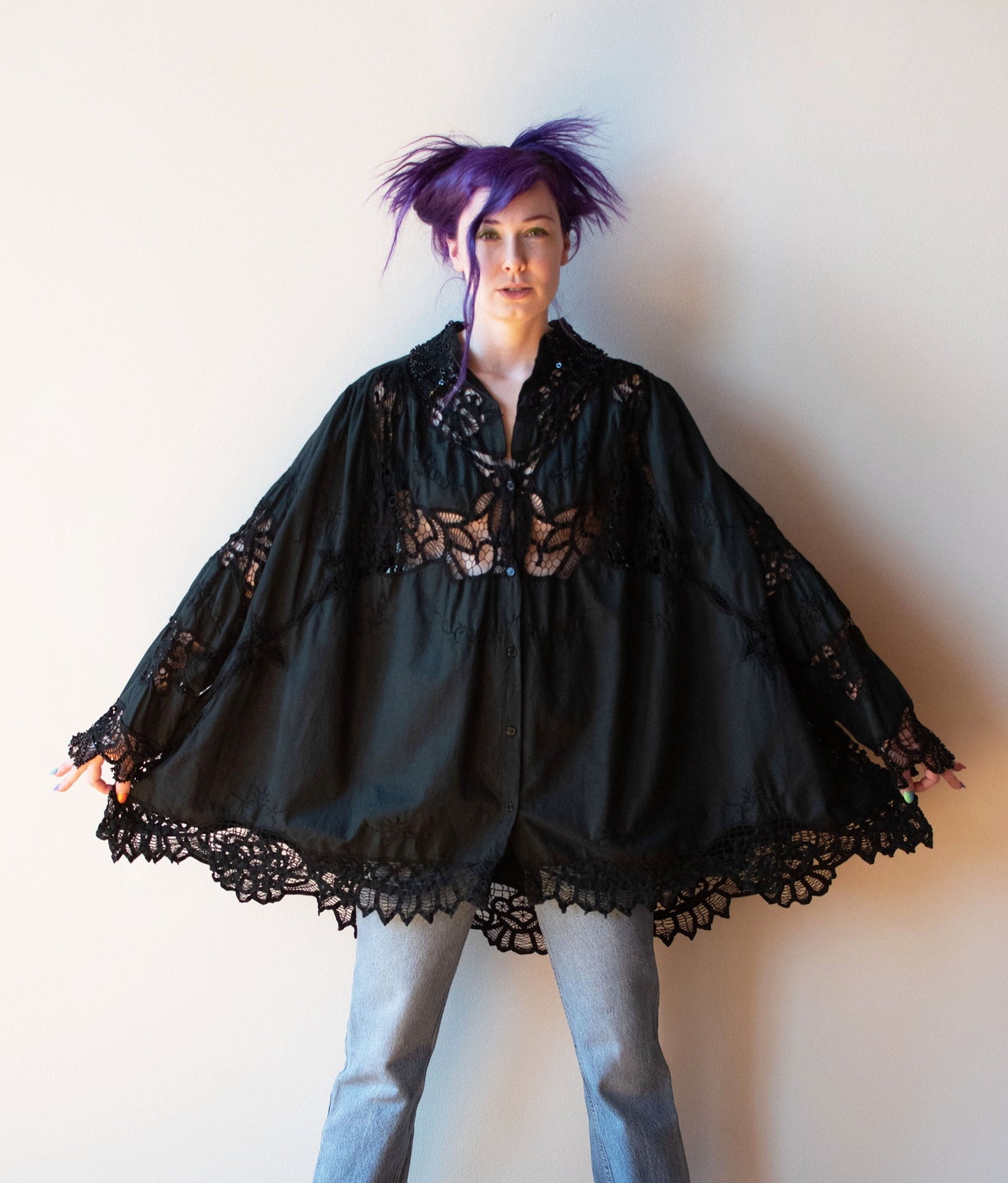 1990s Black Lace Blouse | Judy Hornby