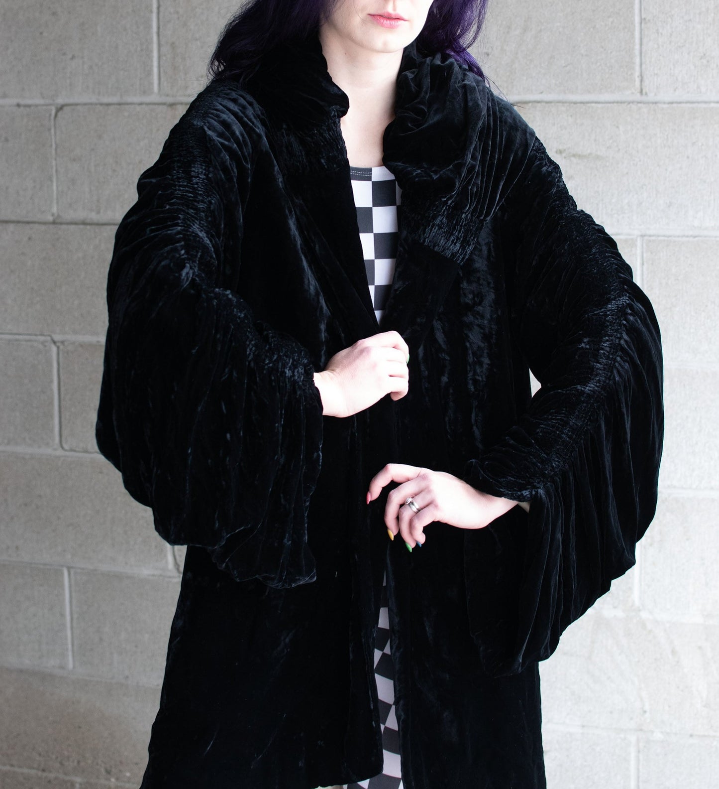 1920s Black Velvet Opera Coat