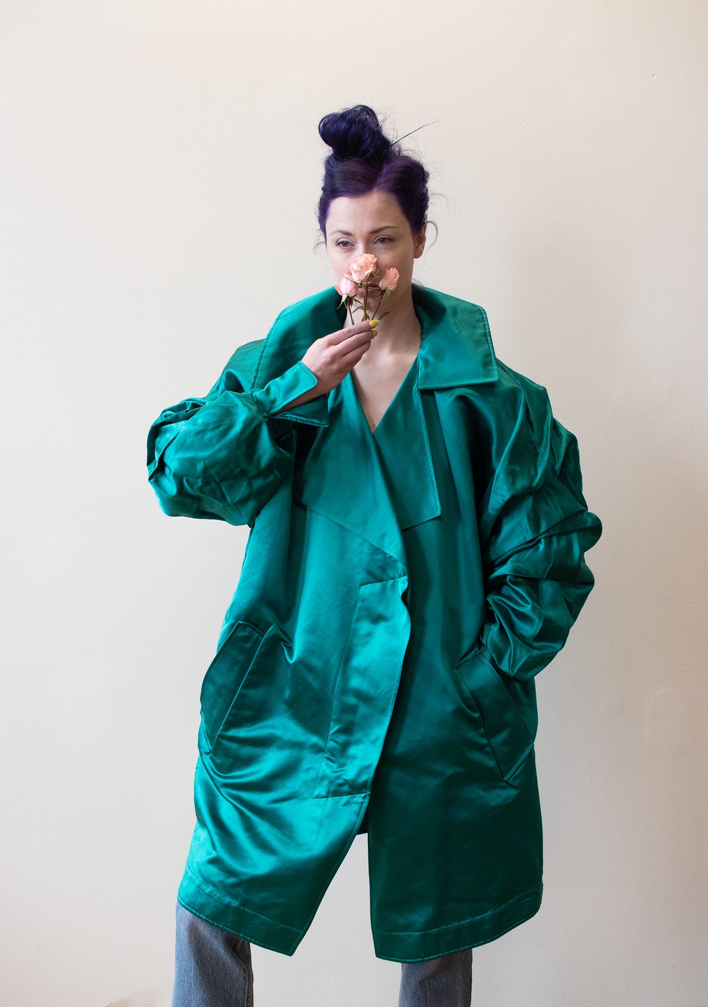 Claude Montana Emerald Silk Coat  | A Virtual Affair