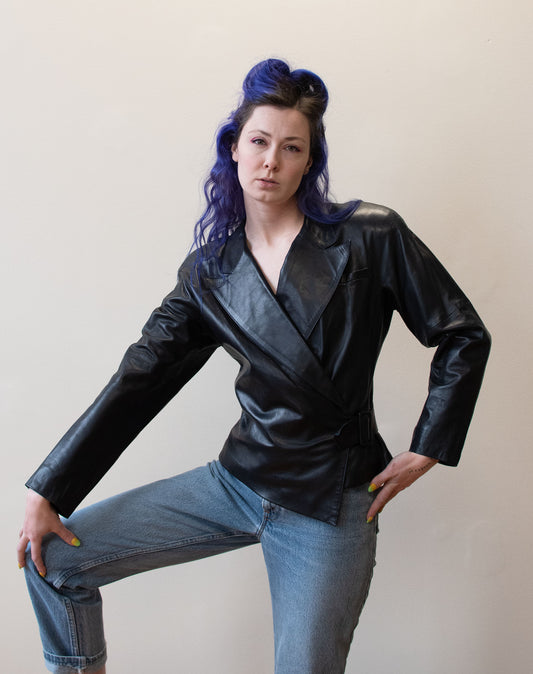 1980s Black Leather Jacket | Furs Ettex