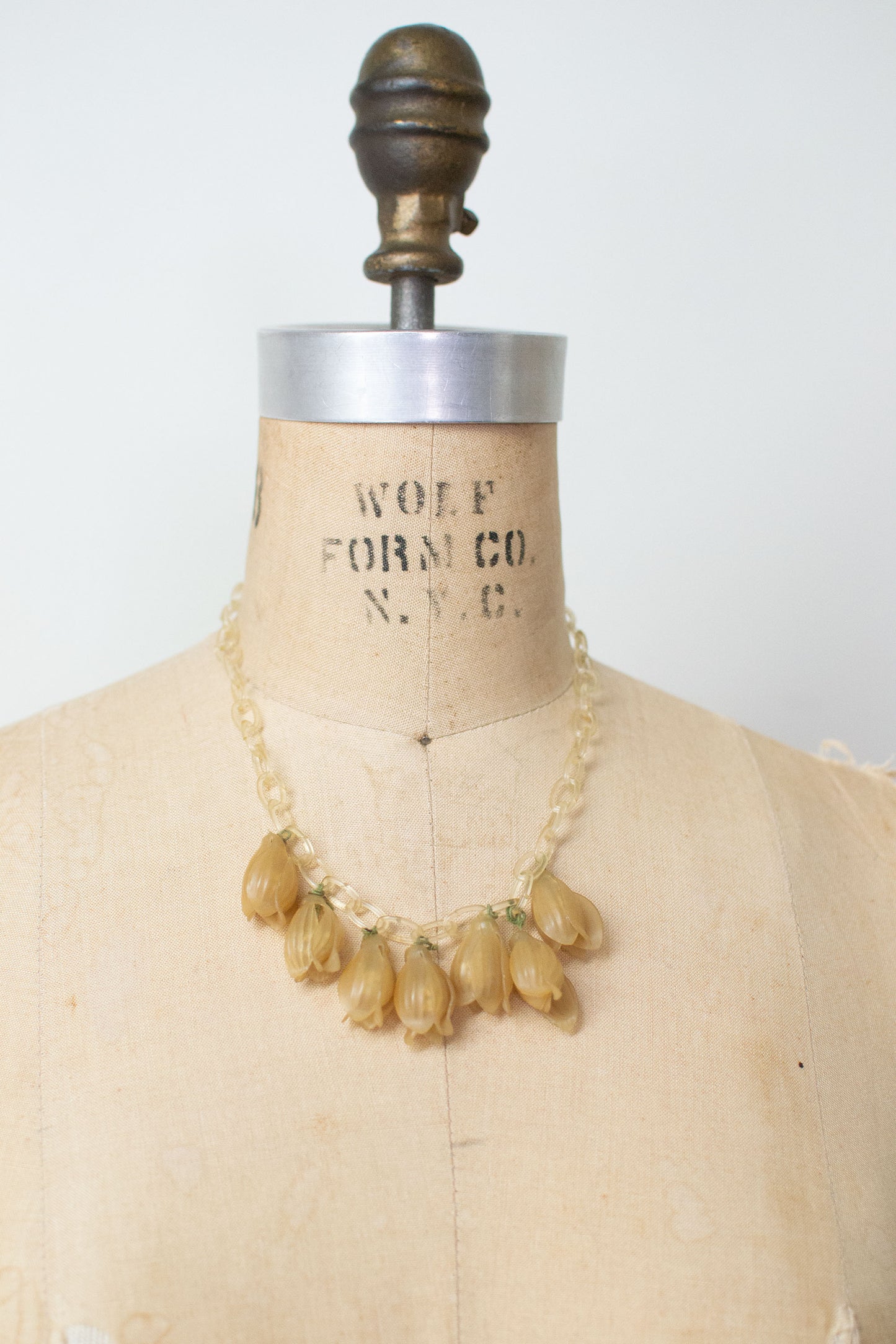 1930s Celluloid Flower Bud Necklace