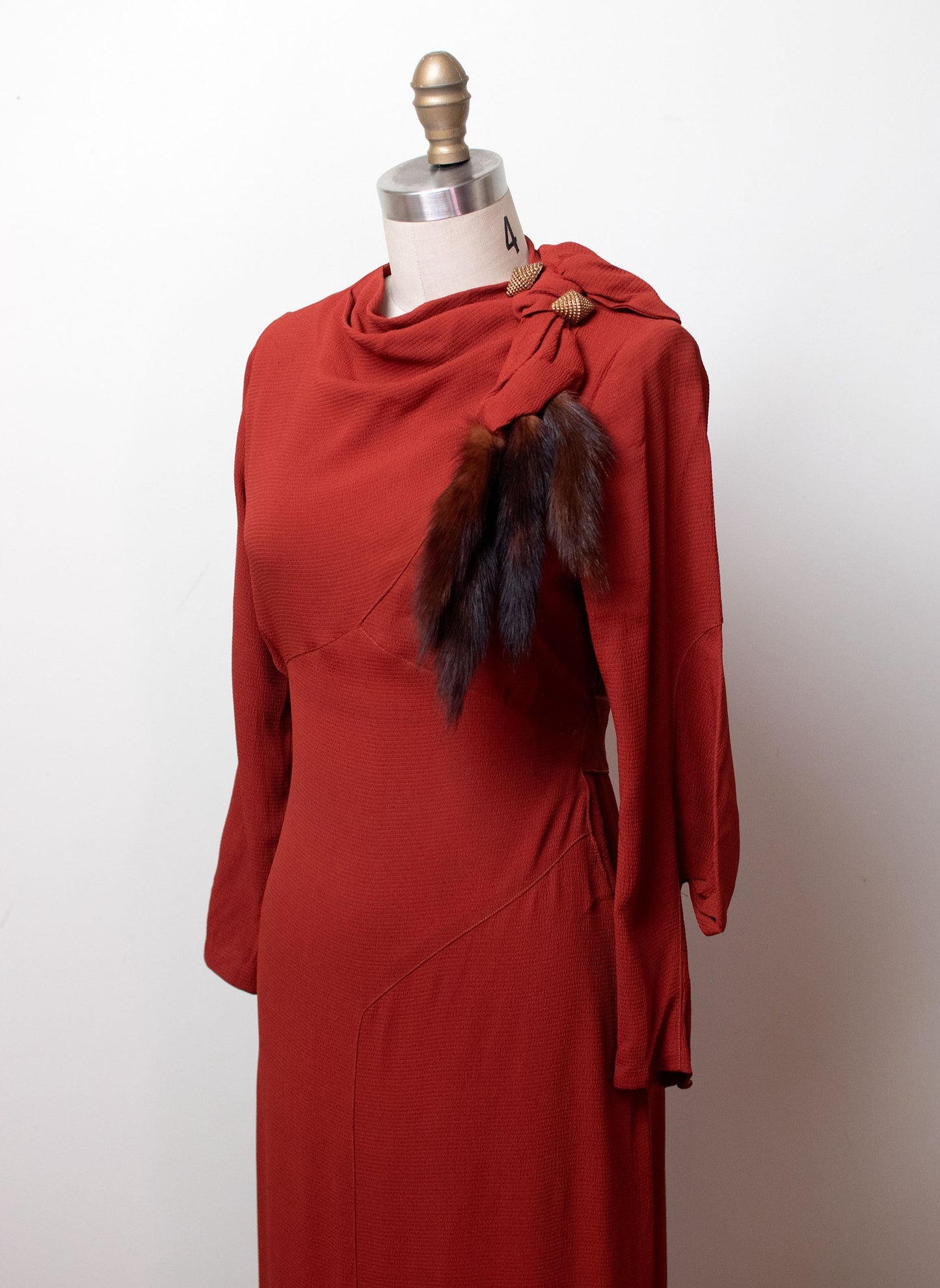 1930s Rust Crepe Dress