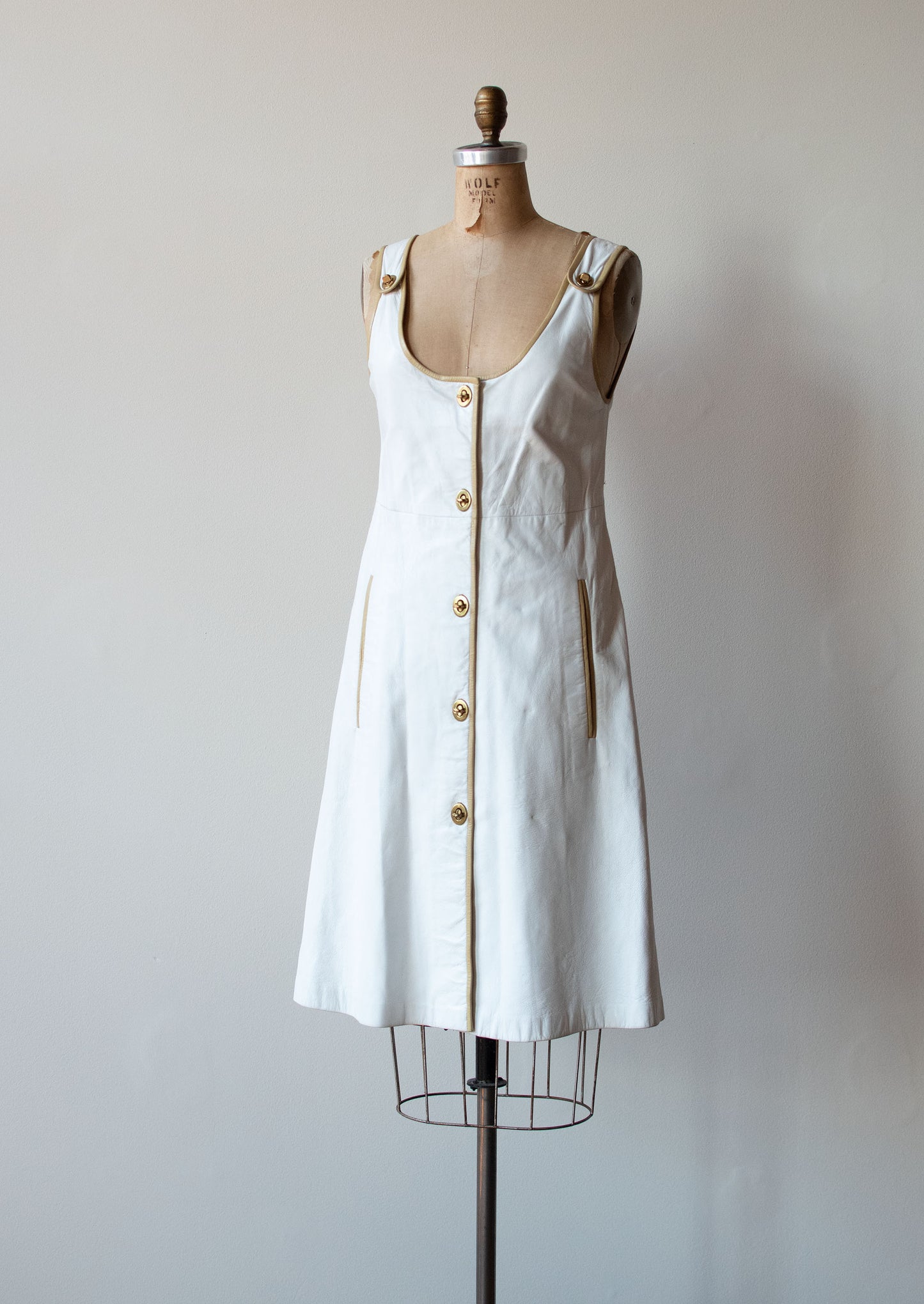 1960s White Leather Dress | Bonnie Cashin
