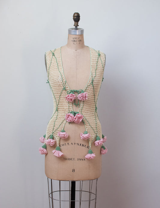 1990s Crochet Rose Vest | Moschino