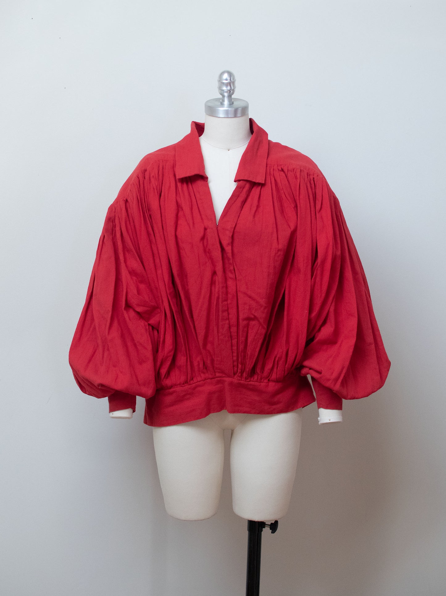 1980s Red Cotton Blouse | Norma Kamali