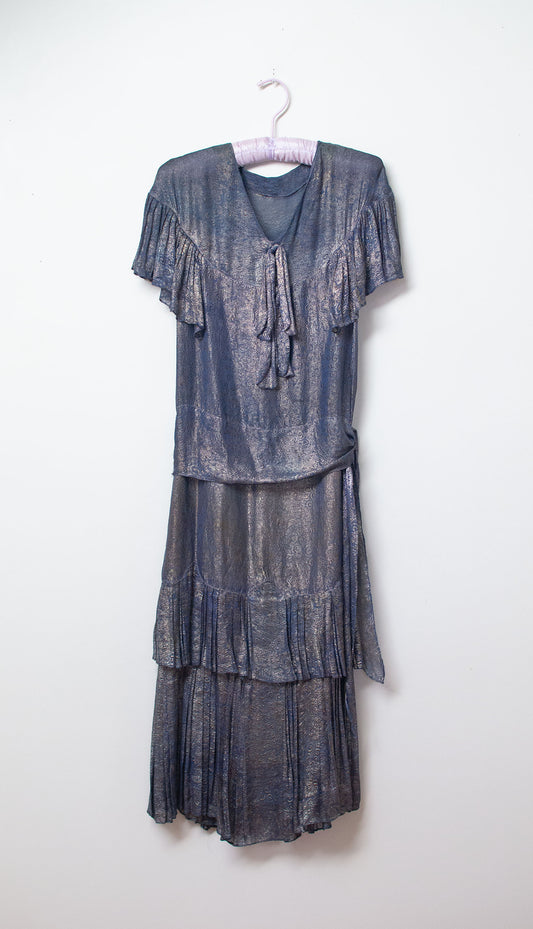 1920s Blue Lamé Dress | AS IS