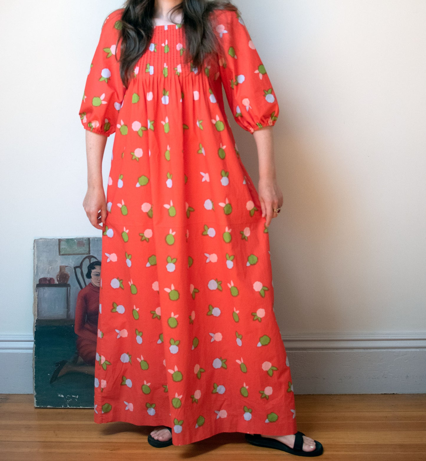 Orange Floral Print Dress | Marimekko 1977