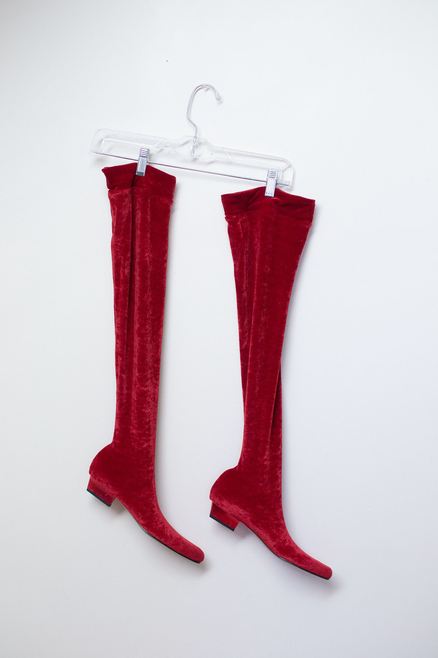 1990s Red Velvet Boots