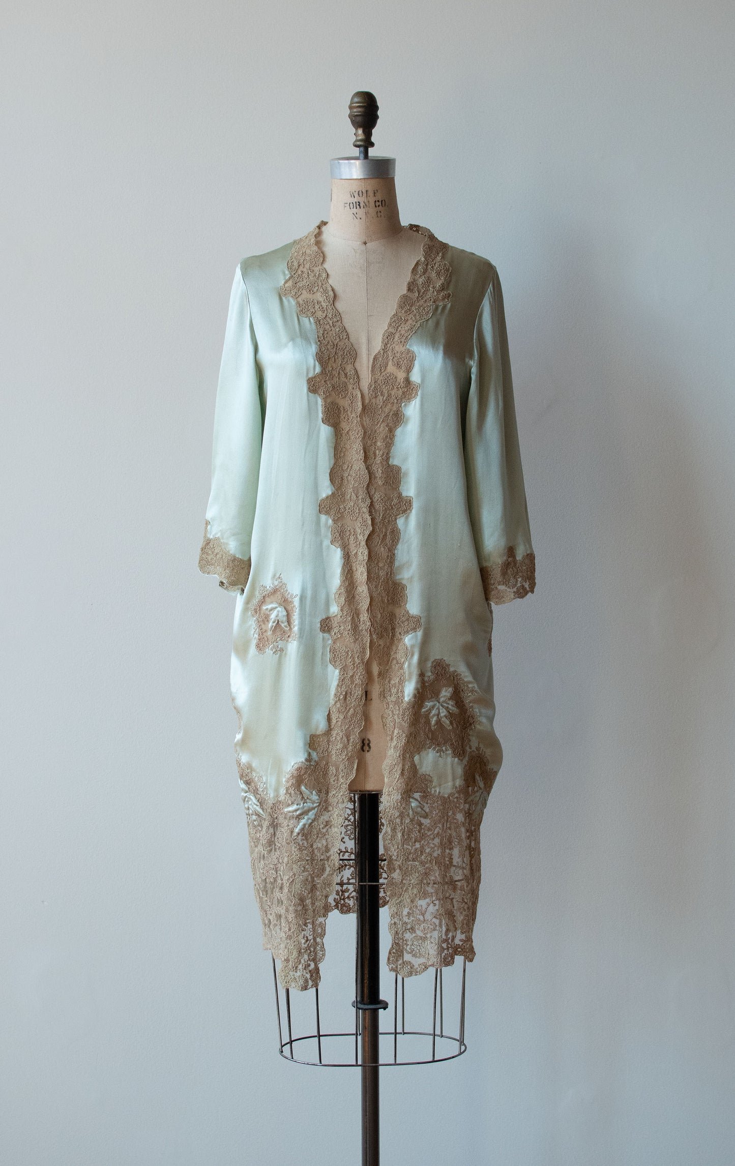 1920s Pistachio Silk Robe