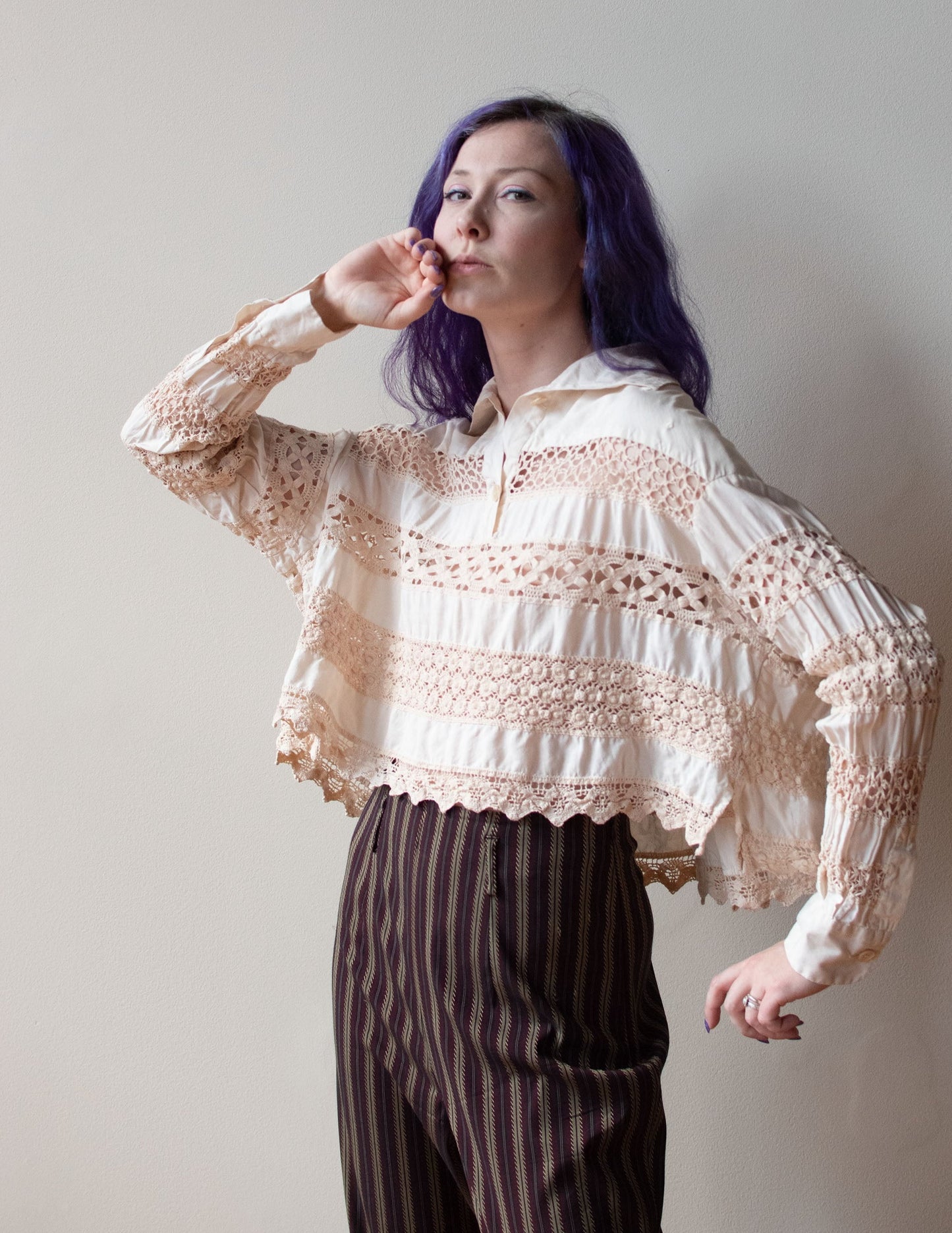 Cream Crochet Blouse | Romeo Gigli for Callaghan