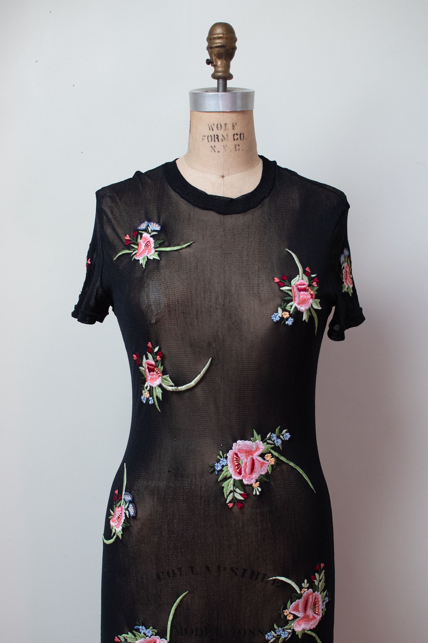 1990s Mesh Embroidered Dress |  Vivienne Tam
