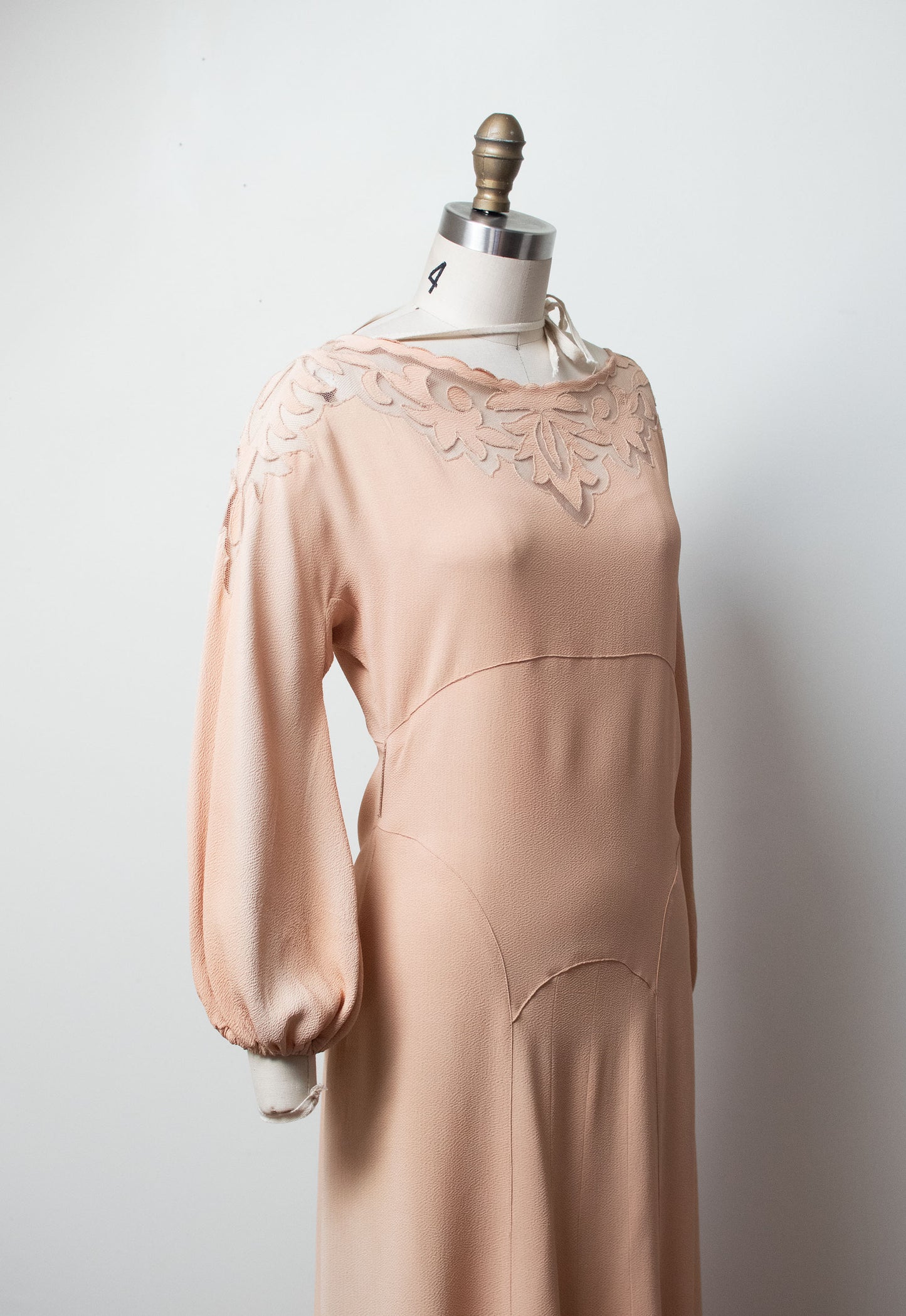 1930s Blush Crepe Dress