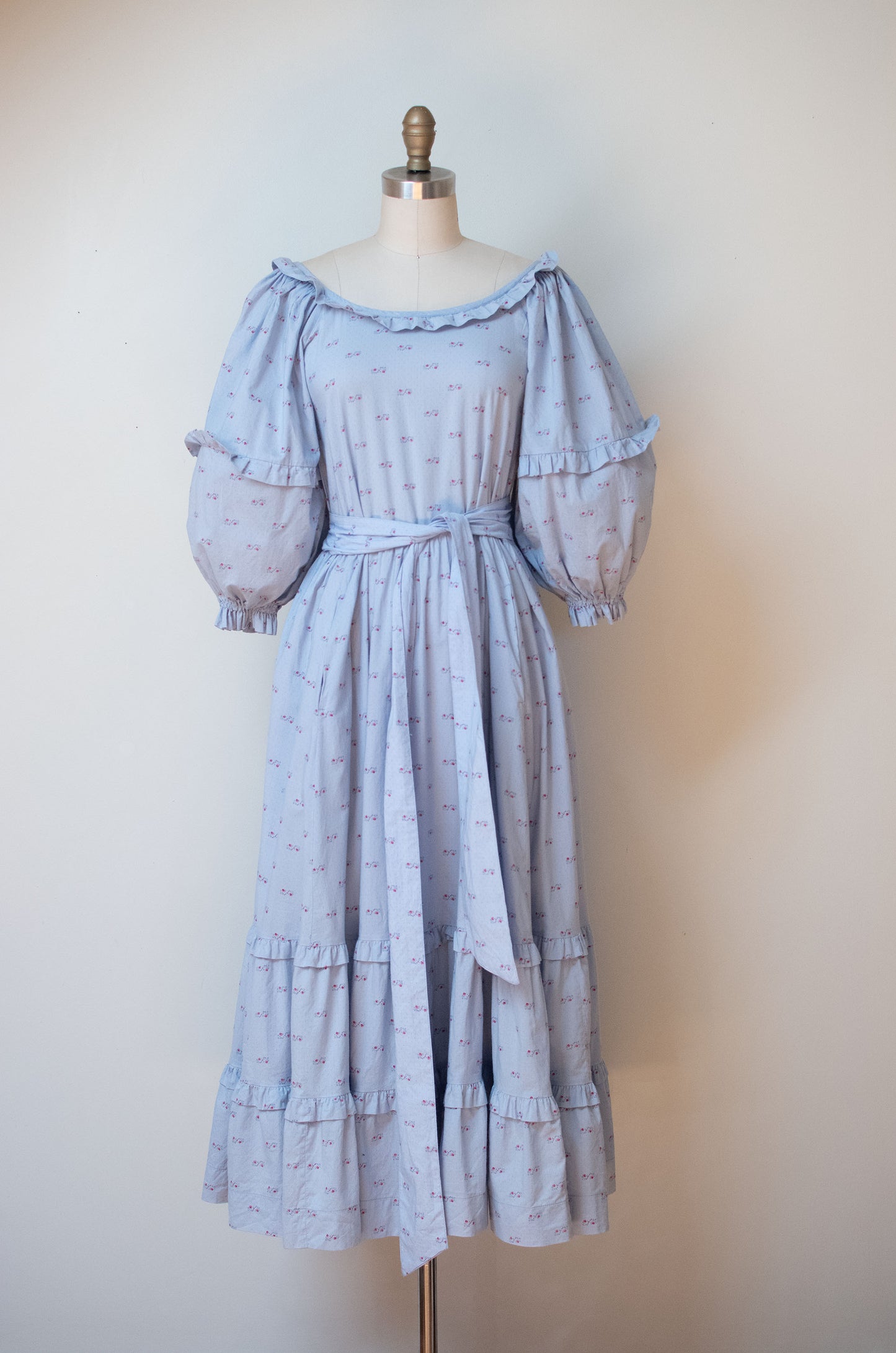 1980s Periwinkle Balloon Sleeve Dress | Laura Ashley