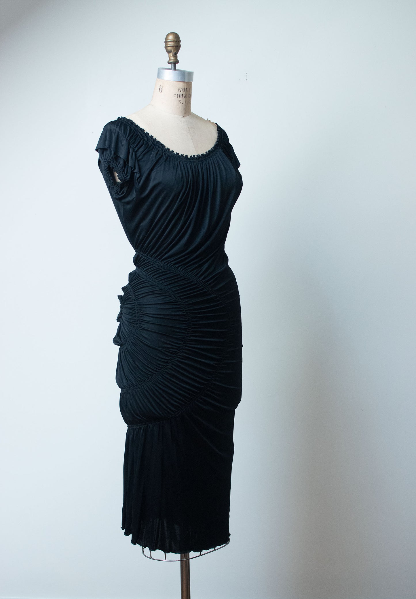 Black Ruched Dress | Jean Paul Gaultier