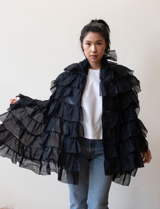 Ruffled Black Shawl