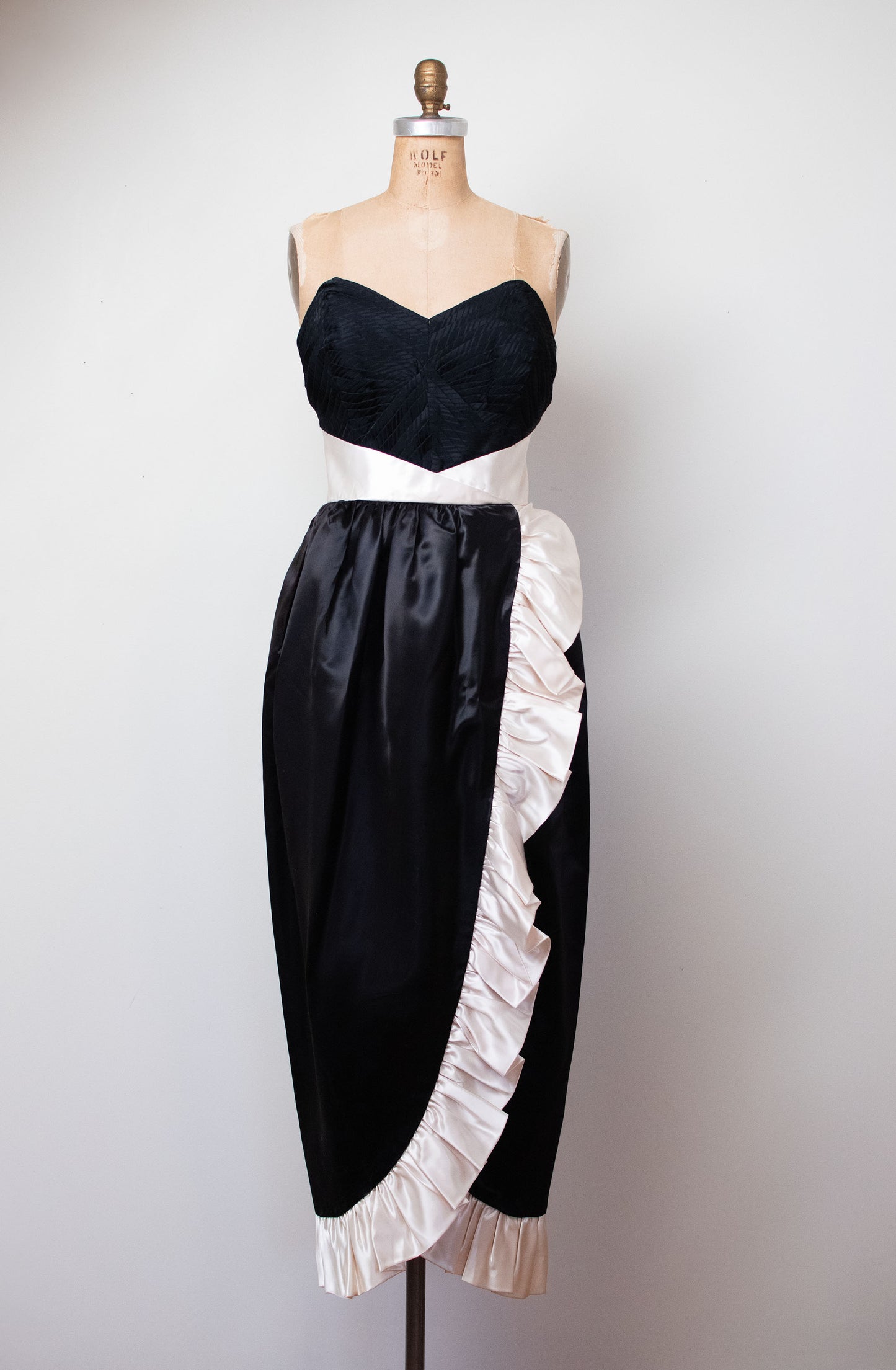 1970s Ruffled Satin Gown