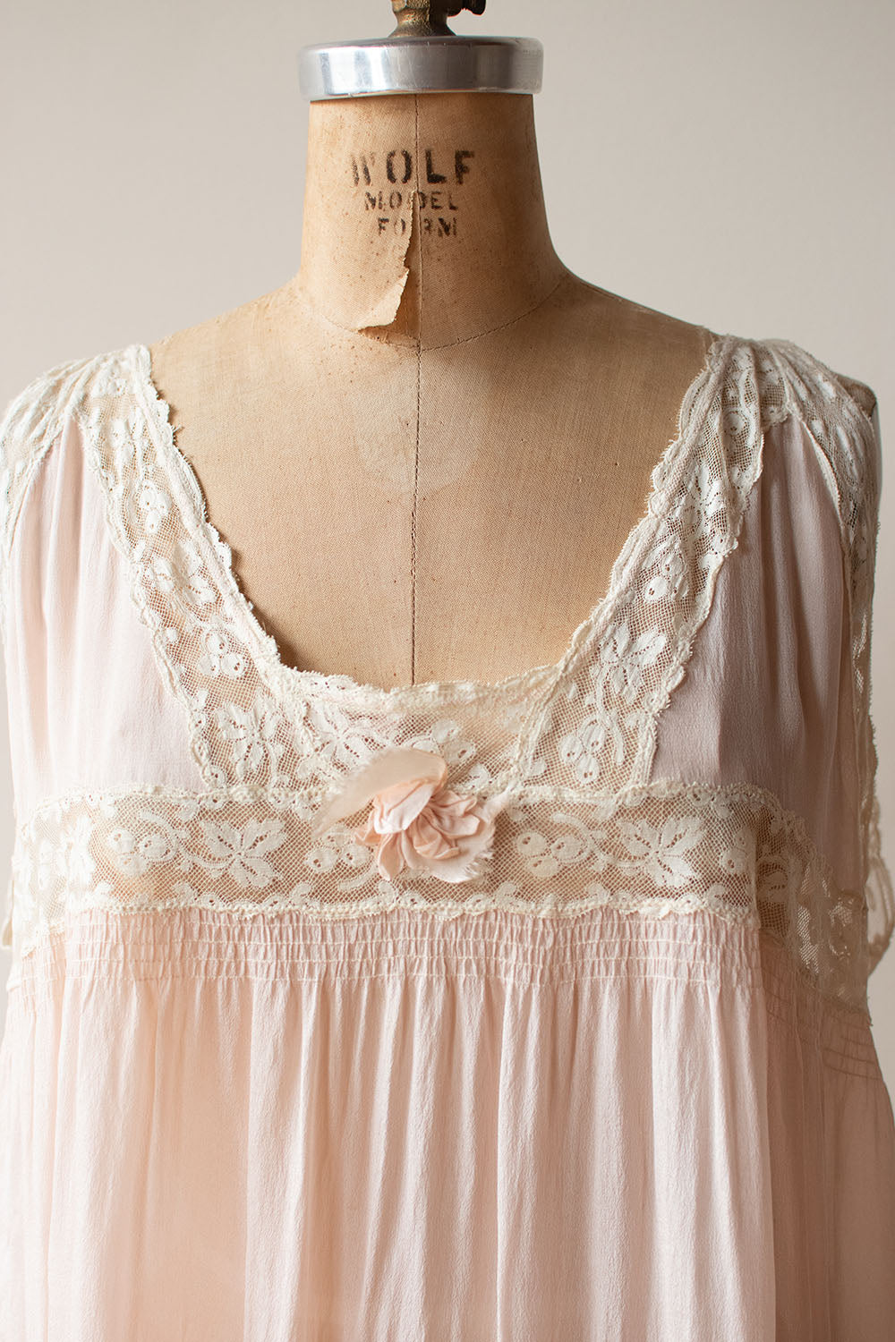 Antique Pink Silk Nightgown