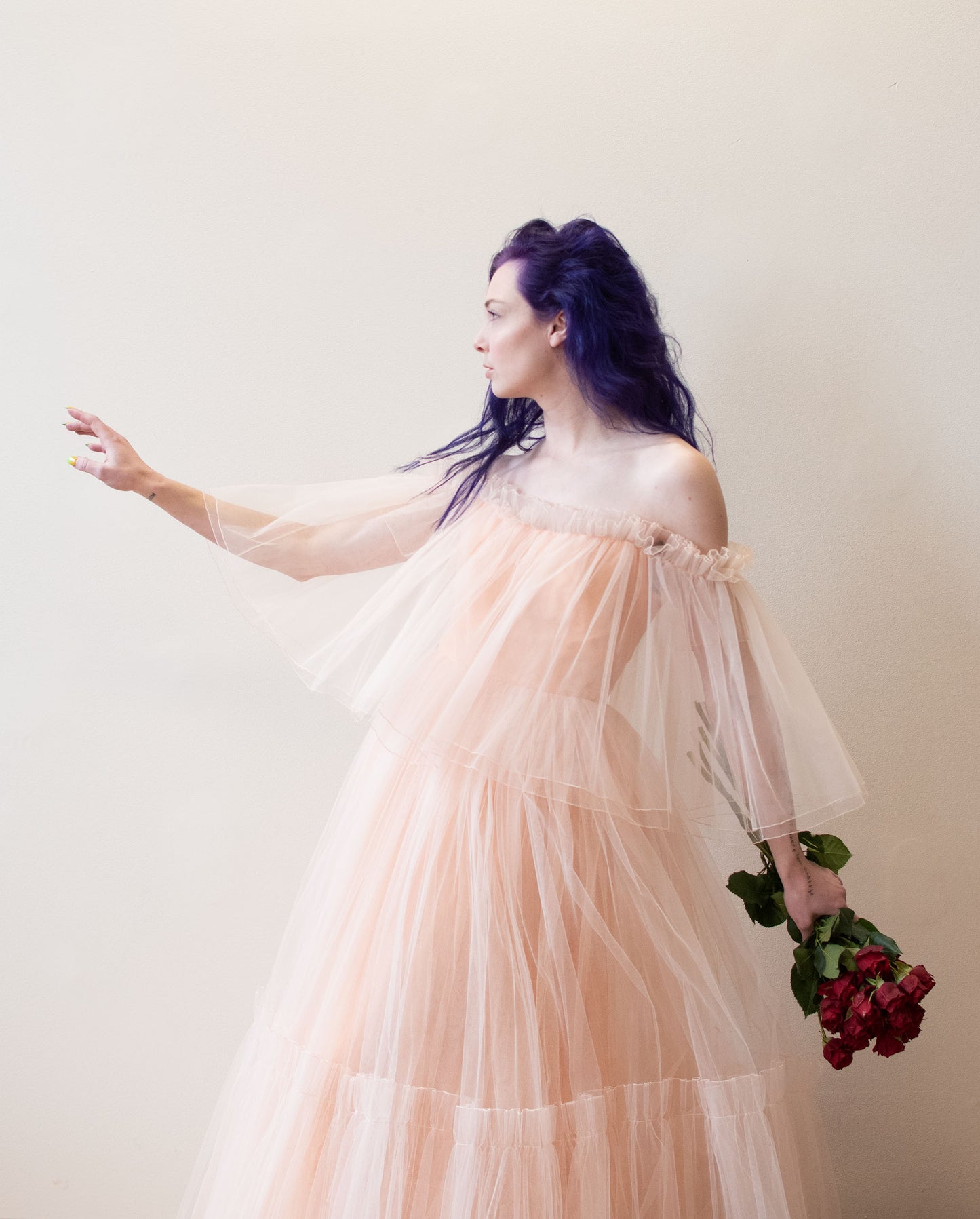 Murray Arbeid Peach Tulle Gown  | A Virtual Affair