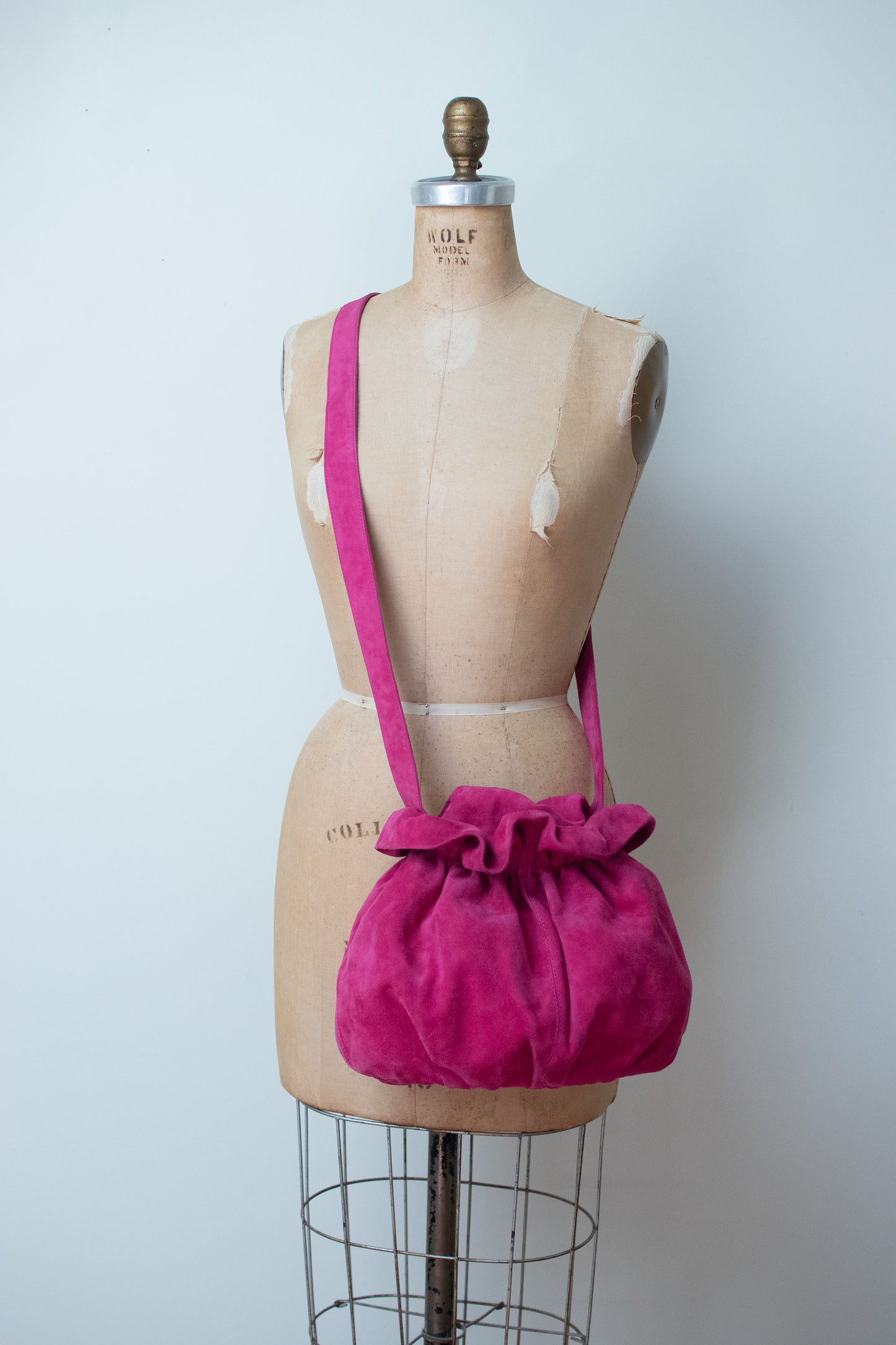 1990s Fuchsia Suede Purse | Donna Karan