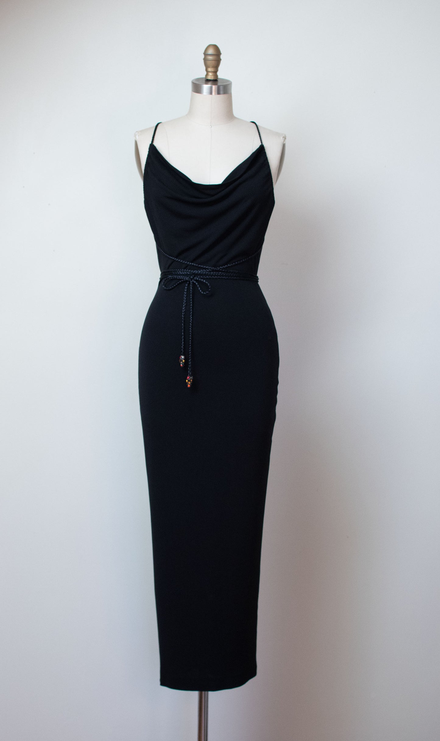 1990s Black Braided Strap Dress | Todd Oldham