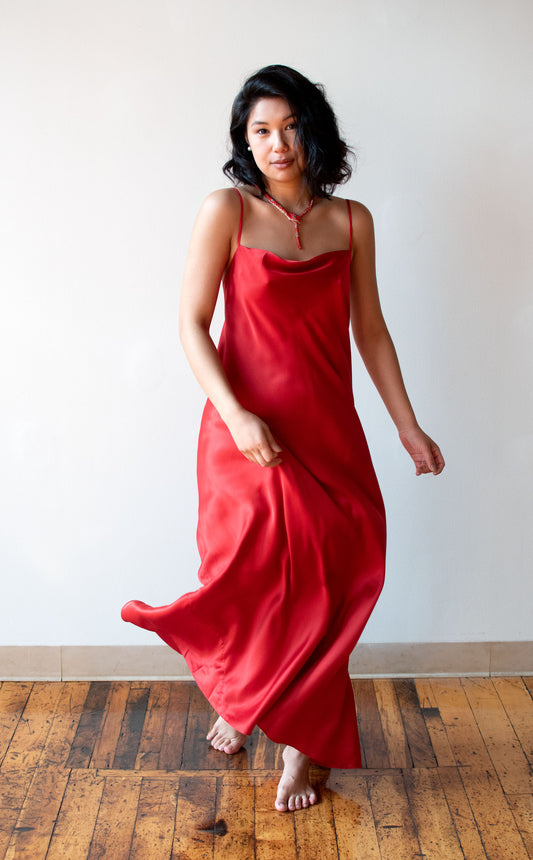 Red Silk Slip Dress | Donna Karan