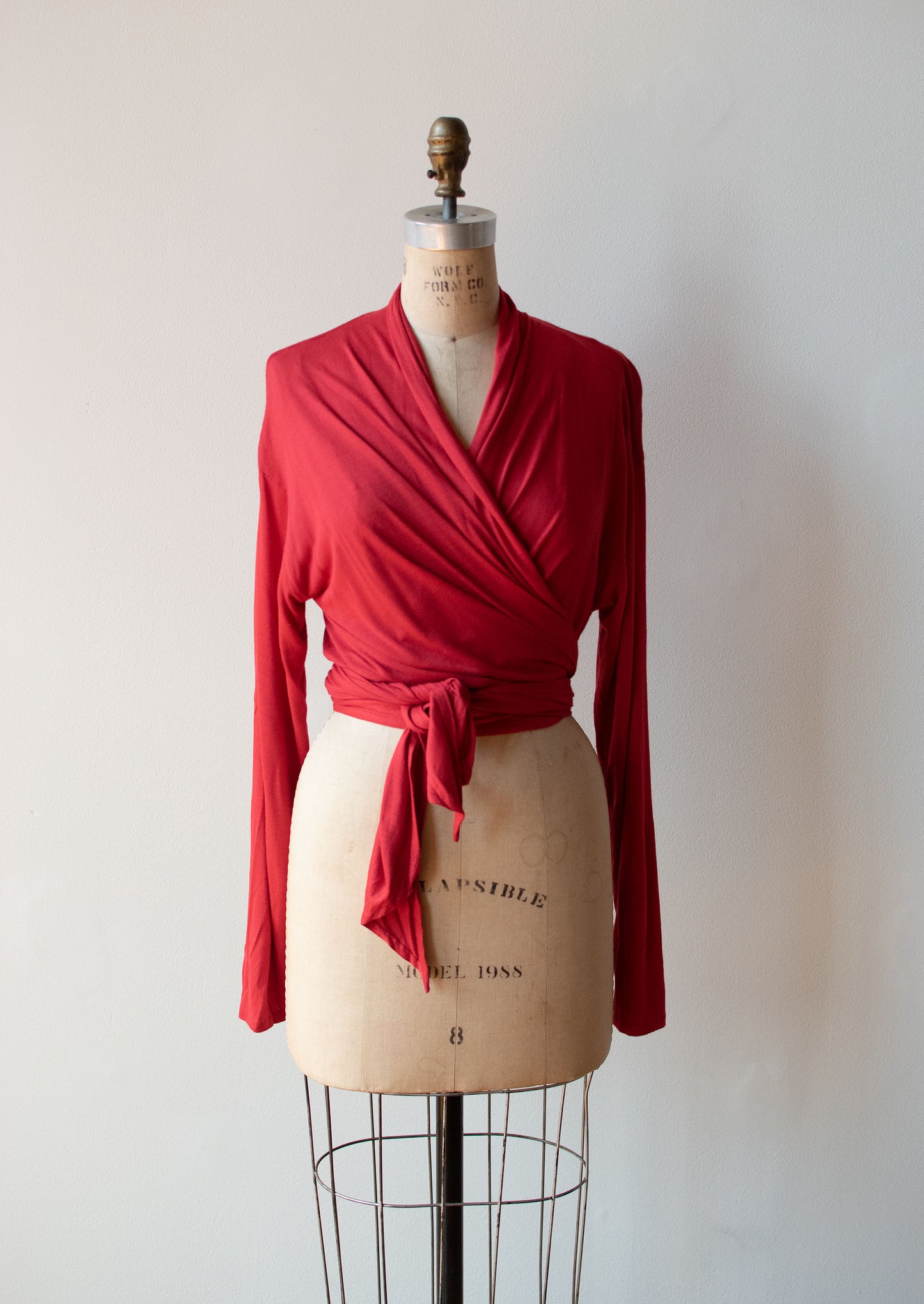 Red Jersey Wrap Top