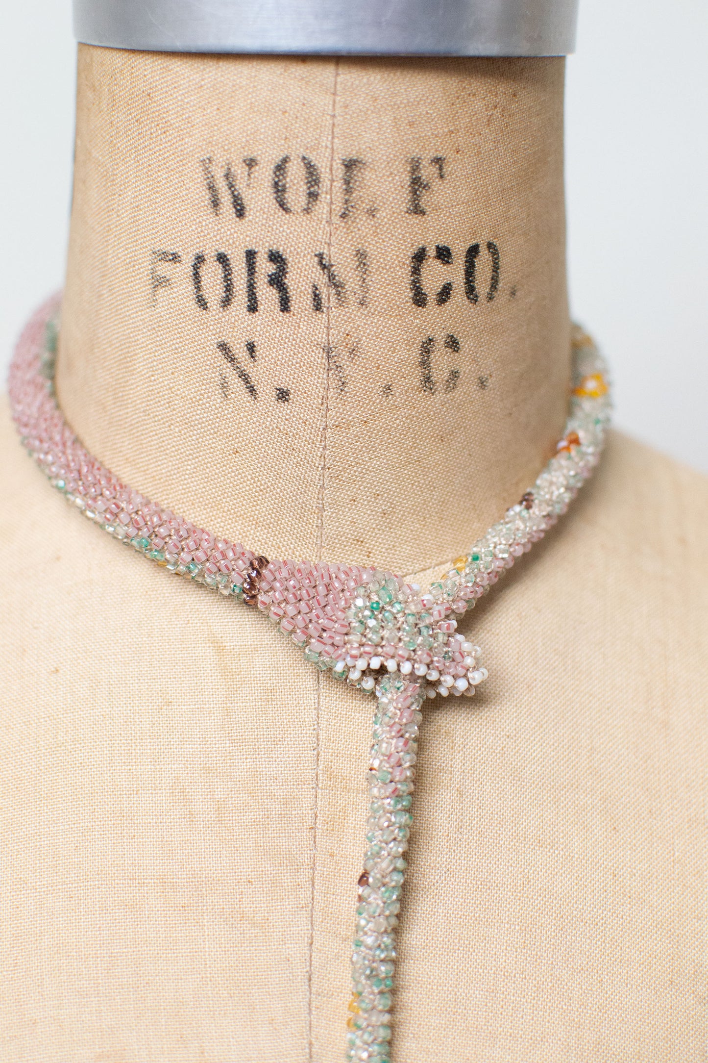 Bead Crochet Snake Necklace | Antique Seafoam
