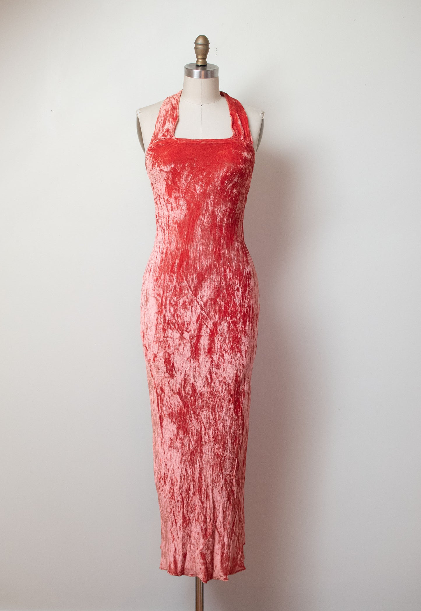 1930s Crushed Velvet Halter Dress