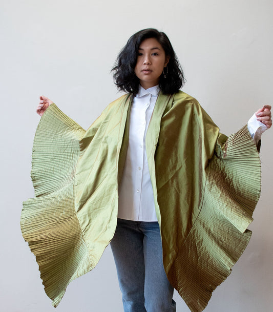 1990s Iridescent Green Silk Wrap | Mary Ann Restivo