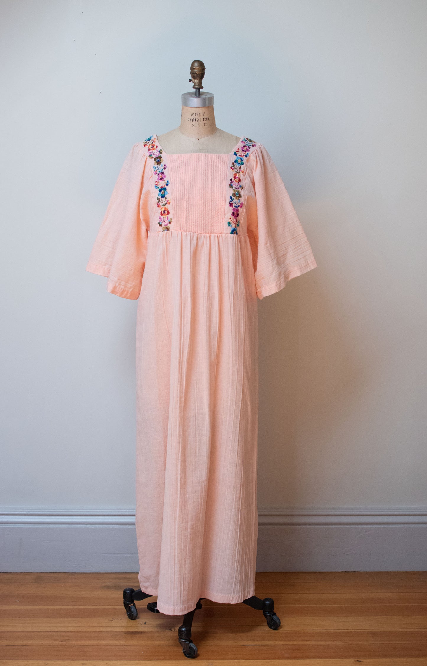 1970s Peach Gauze Dress
