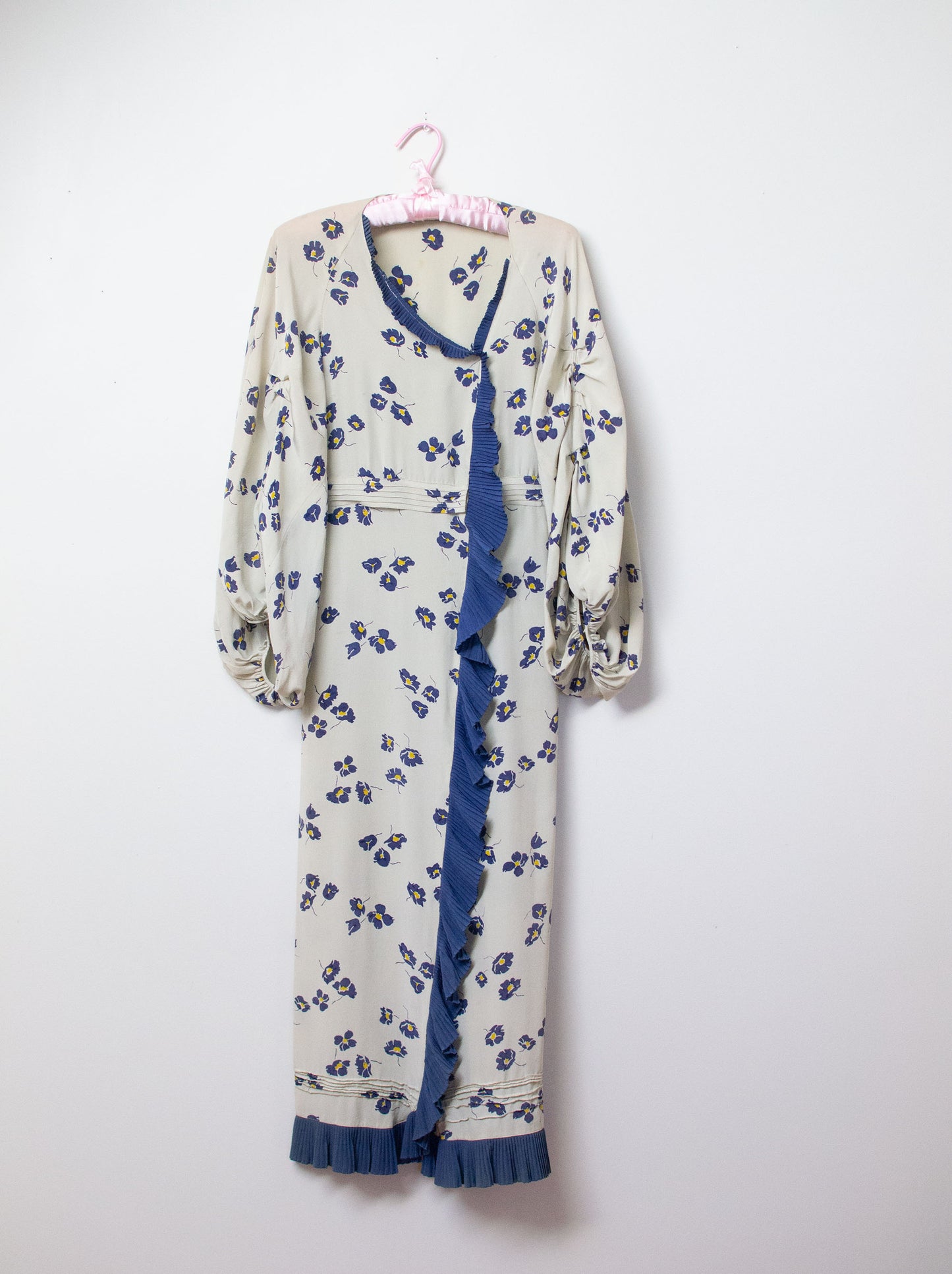 1930s Silk Floral Print Balloon Sleeve Dress | AS IS