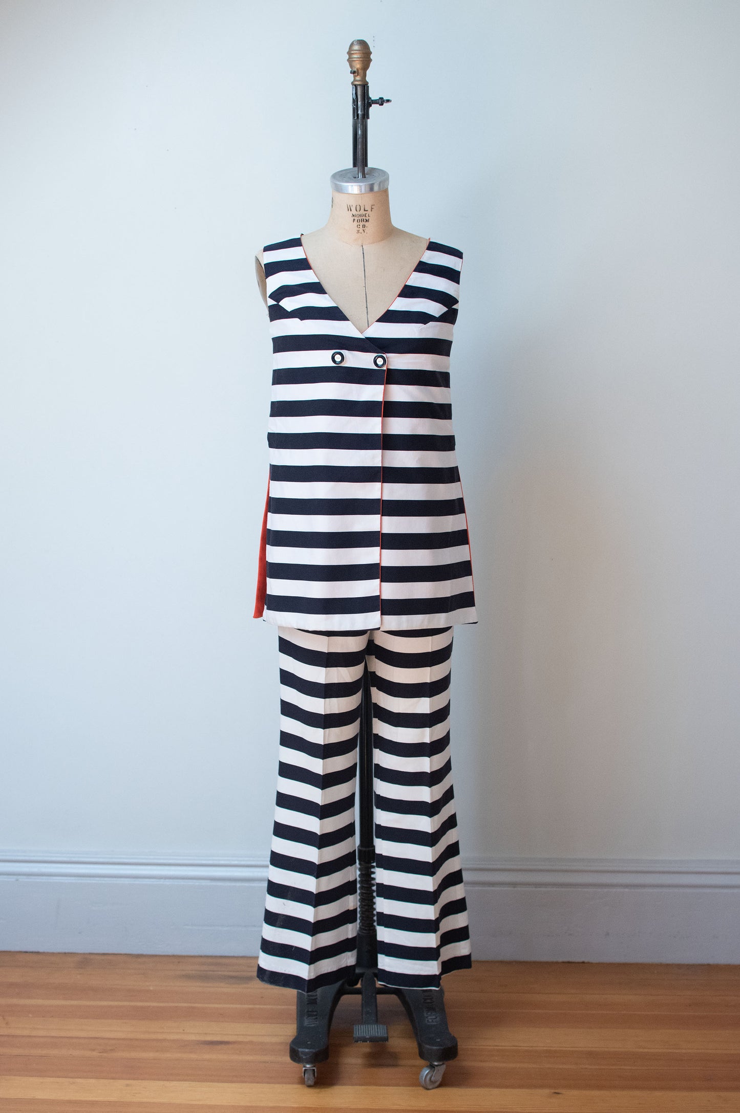 1960s Black & White Striped Pants Suit