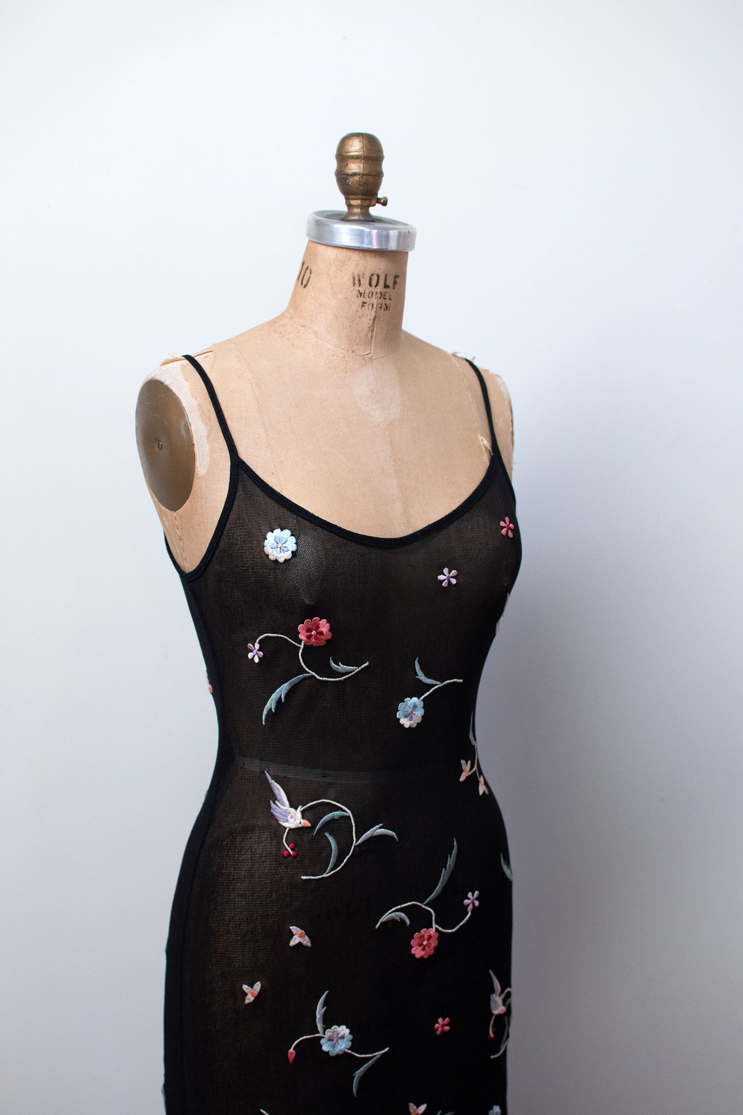 1990s Embroidered Mesh dress | Vivienne Tam