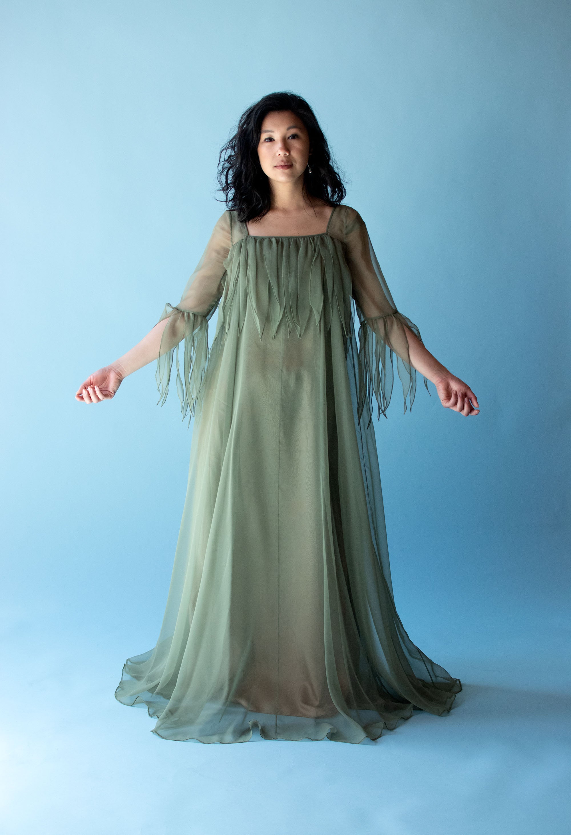 1970s Green Chiffon Dress | Jean Varon