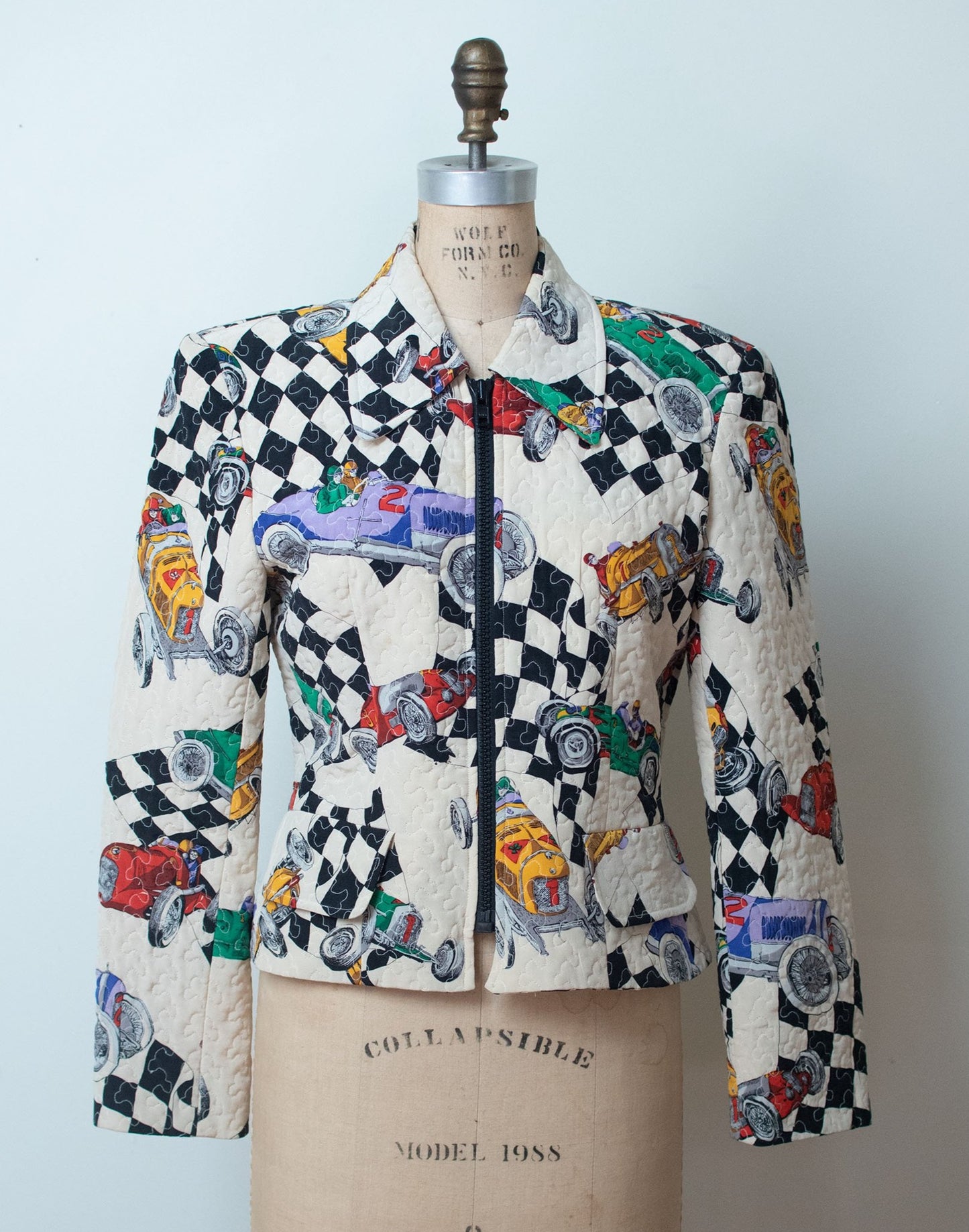 1990s Quilted Silk Racing Print Coat