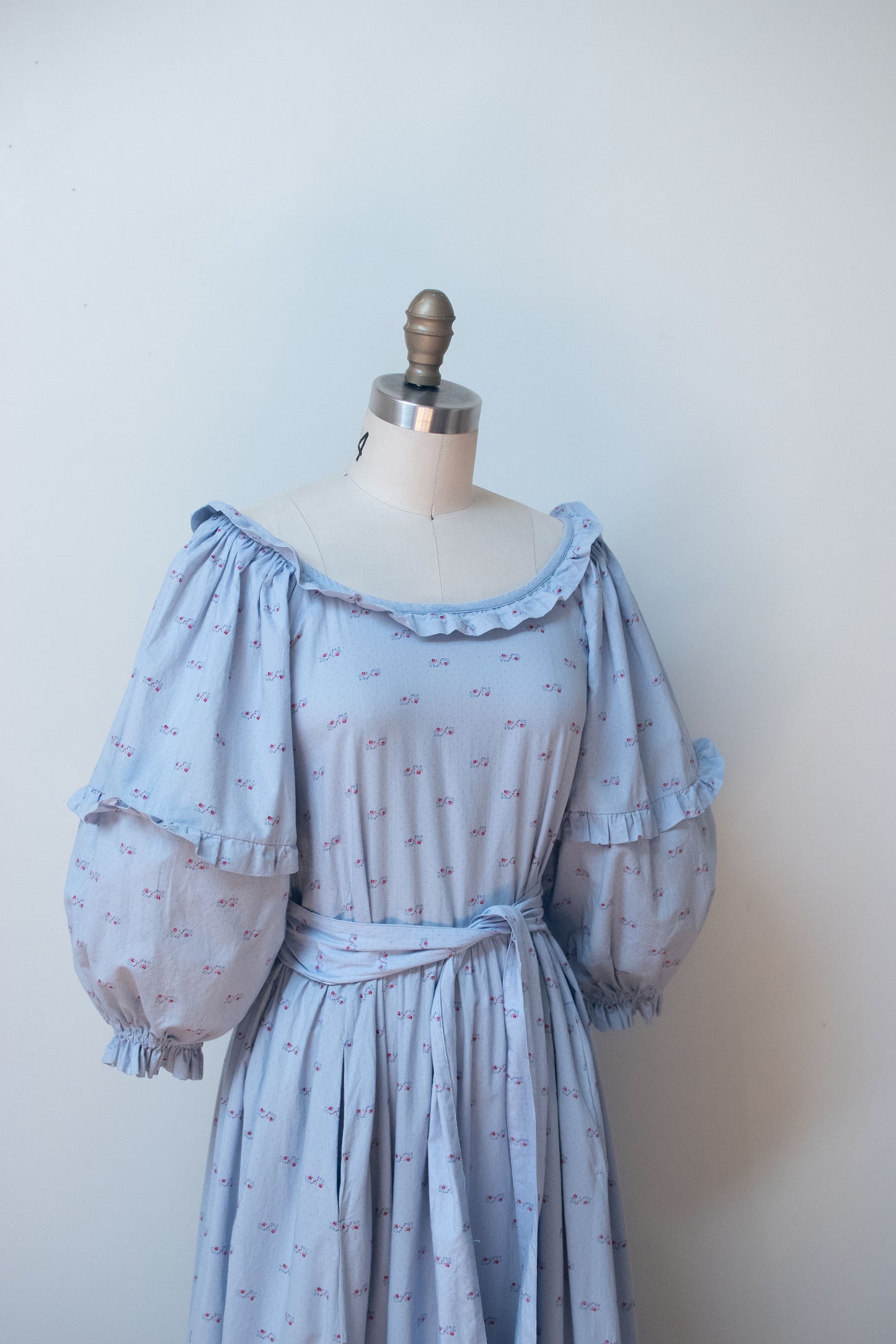 1980s Periwinkle Balloon Sleeve Dress | Laura Ashley