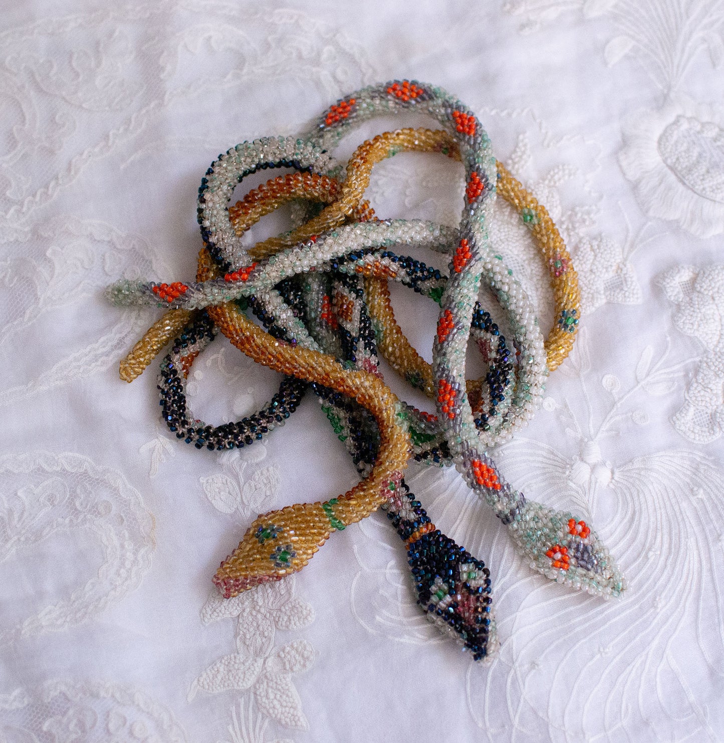 RESERVED  Custom Bead Crochet Snake Necklace