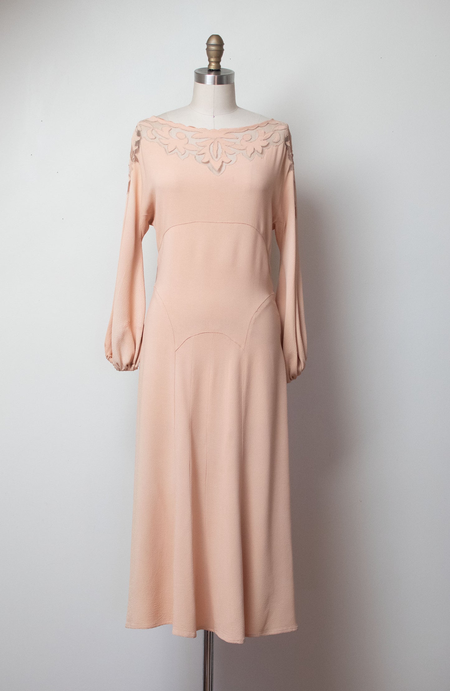 1930s Blush Crepe Dress