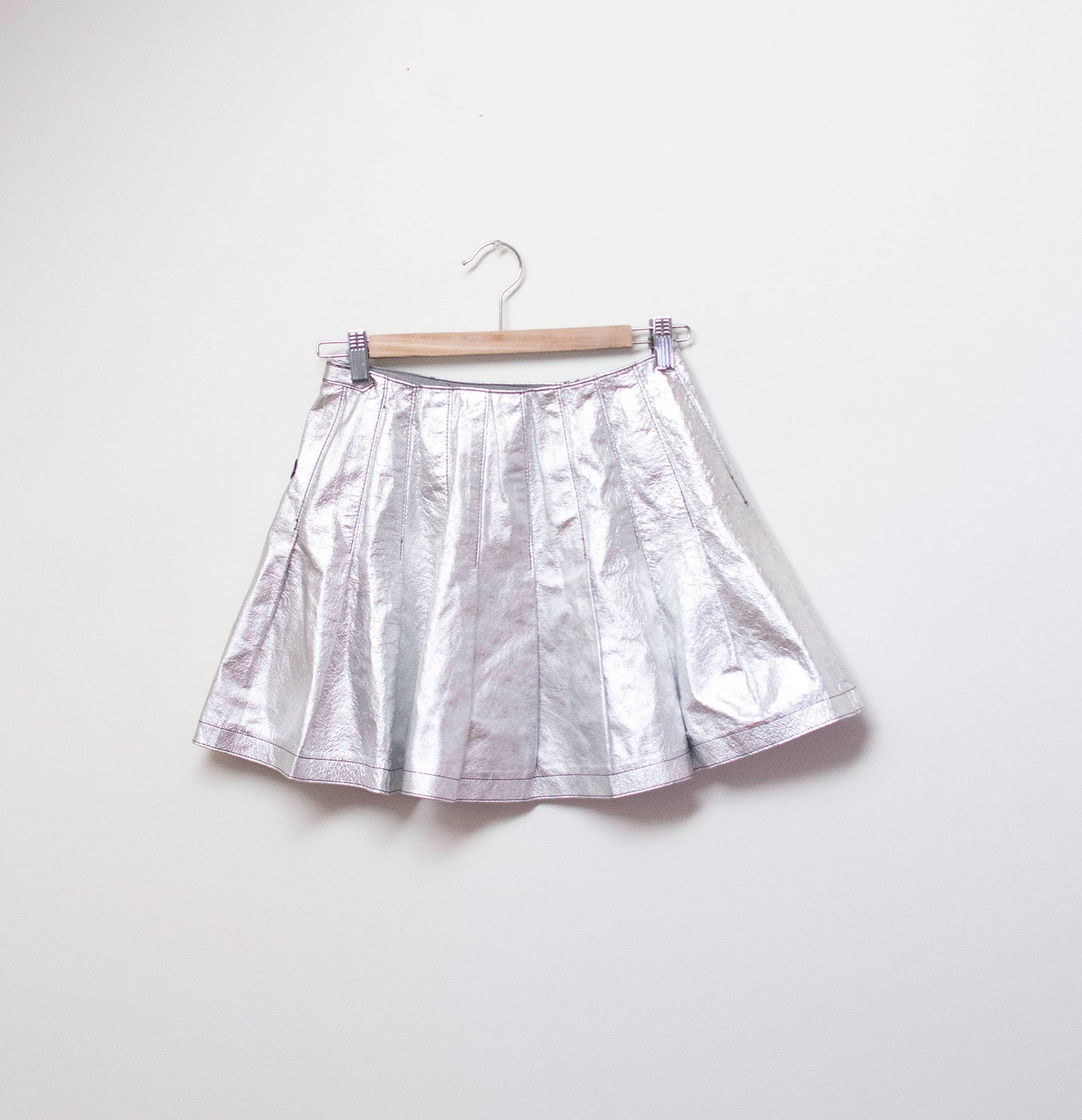 Silver Leather Mini Skirt | Anna Sui