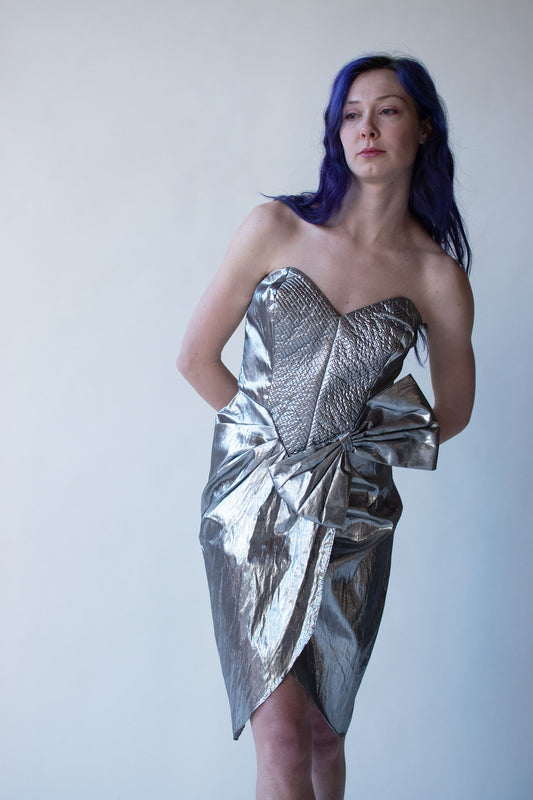 1980s Silver Lame Dress